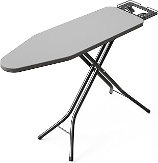 BEWISHOME Foldable Ironing Board, Compact Ironing Boards with 7 Adjustable Heights and Safety Iron Rest, Heavy Sturdy Metal Frame Legs Iron Stand, for Laundry Room 43" X 13" Black KYB01B