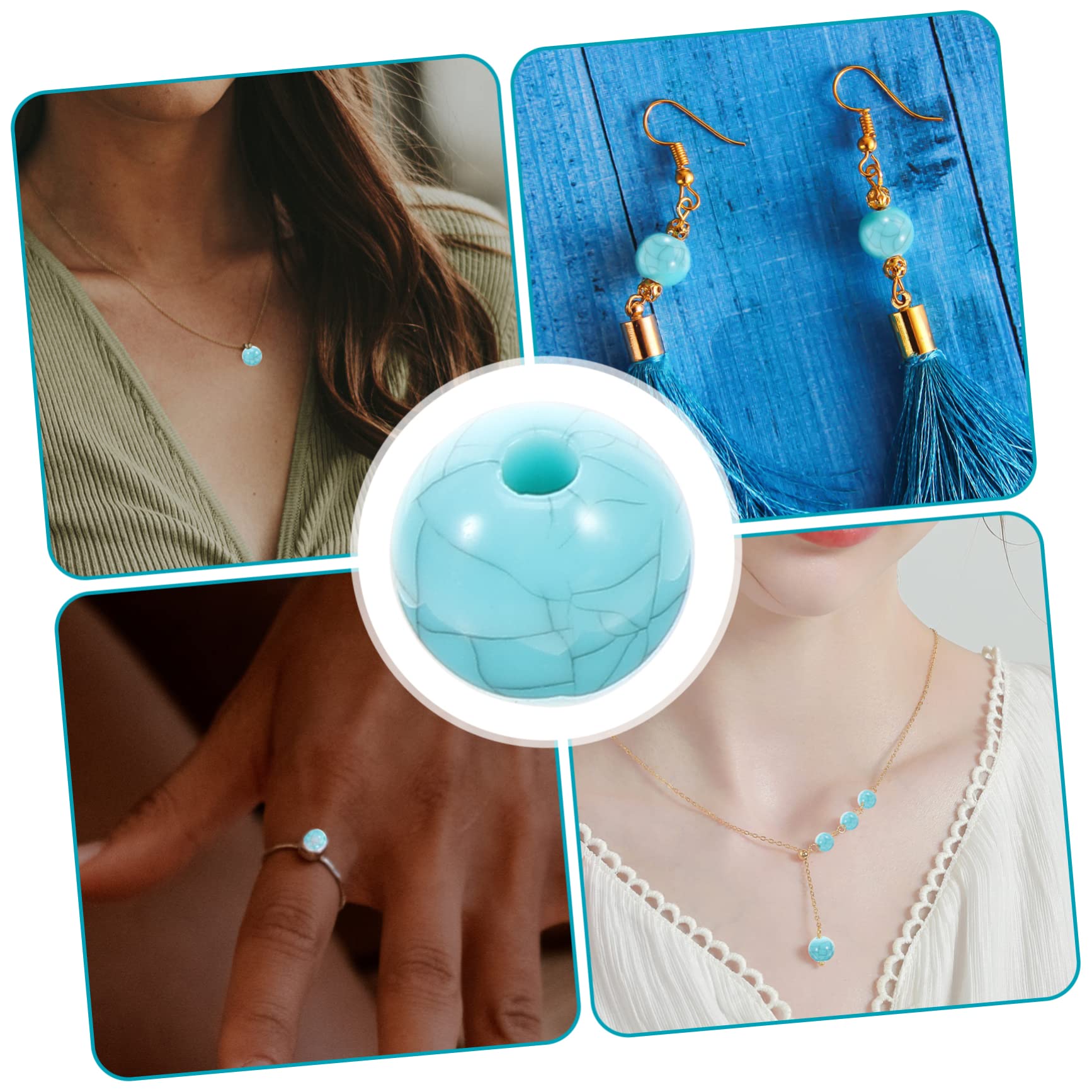 NUOBESTY 5 Juegos Perlas Azul Turquesa Cuentas Luminosas Pulsera De Cuentas De Letras Cuentas Grandes Bracelet Beads Joyería Cuentas Sueltas Cuentas Para Hacer Collares Acrílico 100 Uds * 5