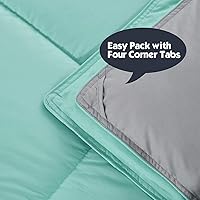 Vista 6 de HIG - Edredón reversible y ligero, inserto de colcha de plumón alternativo para todas las estaciones, edredón de verano acolchado con pestañas