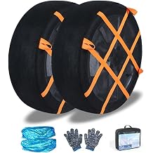 OVARIA Automotive Snow Socks for Tires Alternative for Tire Snow Chain Snow Traction Device for Passenger Cars SUVs Trucks Winter Emergency Accessories6004