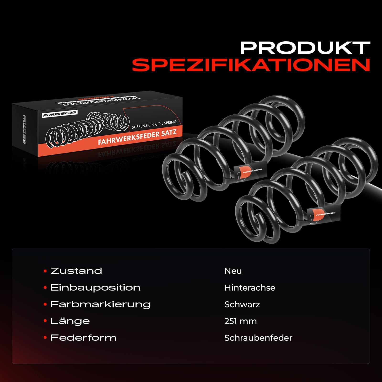 Frankberg 2x Molle autotelaio Molle sospensioni Compatibile con Fortwo Coupé 451 Fortwo Cabrio 451 Replace# 4513240304