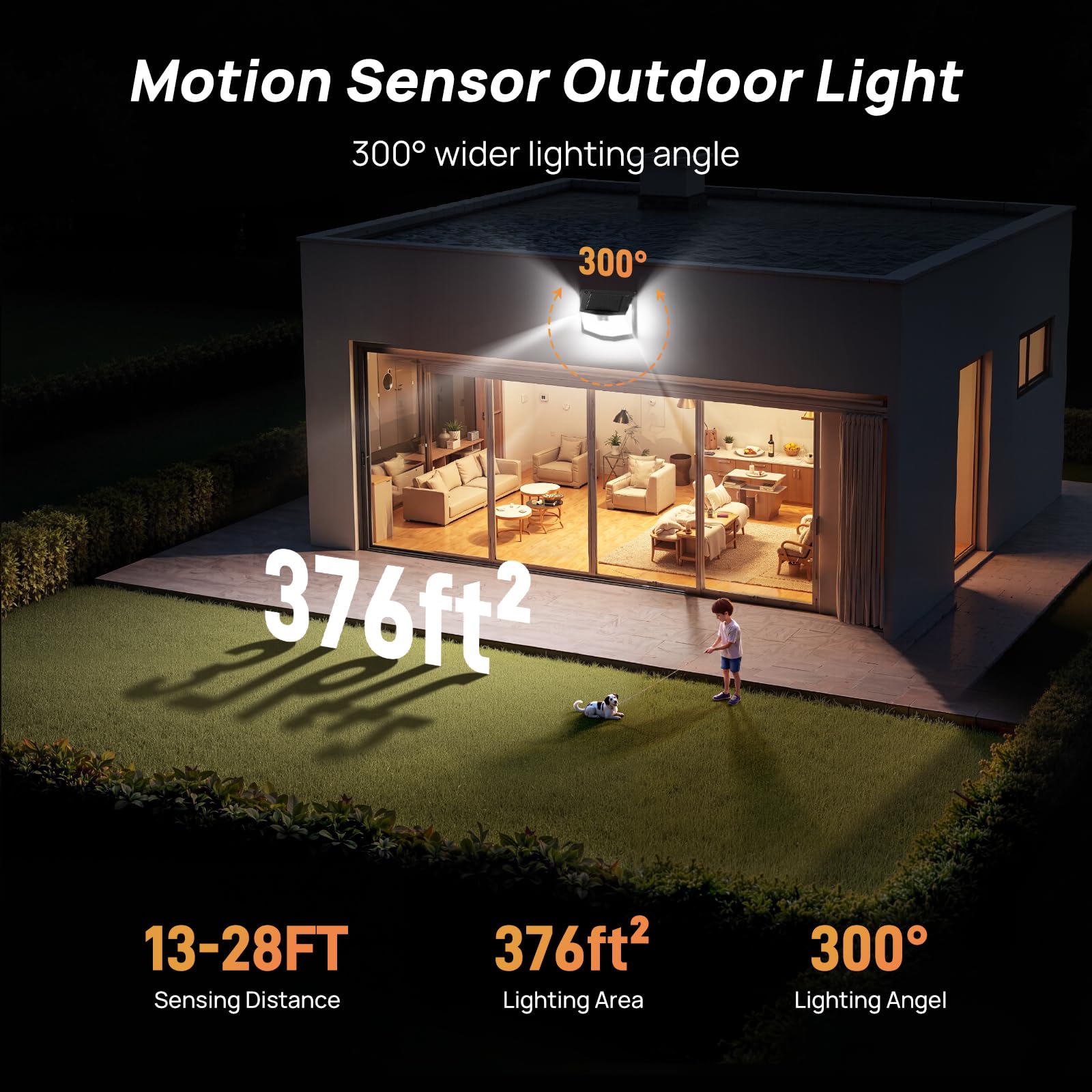TECKNET Solar Motion Sensor Lights Outdoor, 248 LED Bright Garden Wall Lights, 3 Lighting Modes, 300° Wide Angle - Image 4