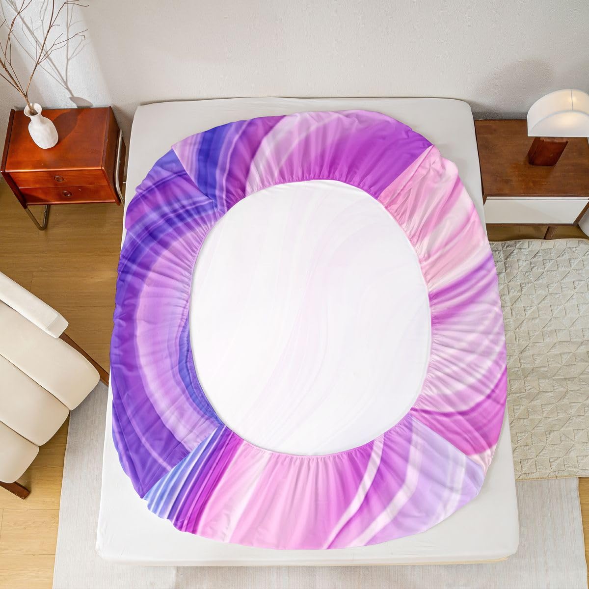 Manfei Juego de sábanas bajeras de 3 piezas estilo bohemio, teñido anudado, con 2 fundas de almohada, decoración de habitación de niños y niñas, color pastel fluido, suave, 3 piezas (sin plana)
