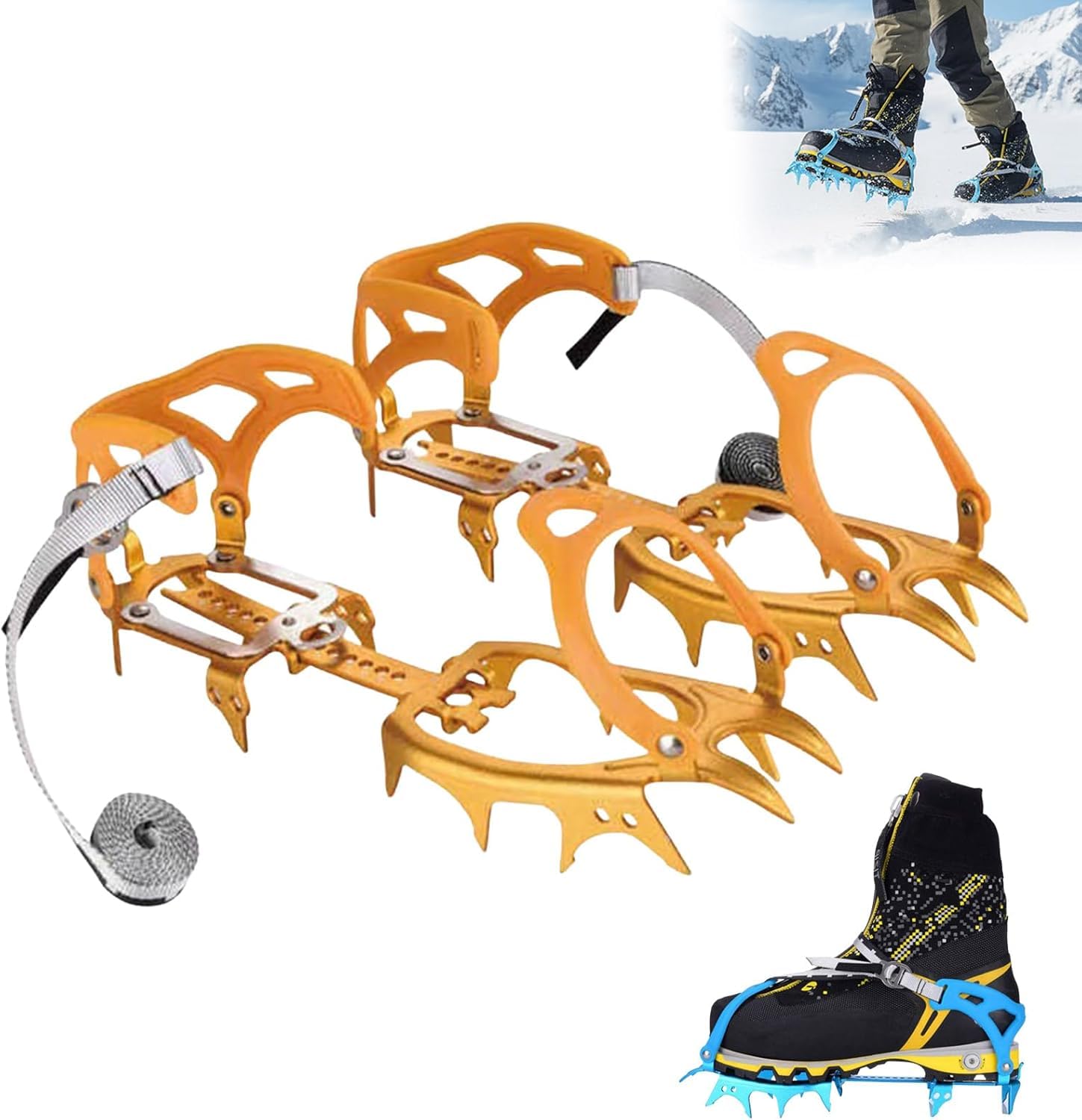 Spikes per scarpe invernali, picchetti per scarpe, stivali antiscivolo per escursioni, passeggiate e jogging, invernali, punte rinforzate in acciaio inox, ramponi da trekking, scarpe da montagna