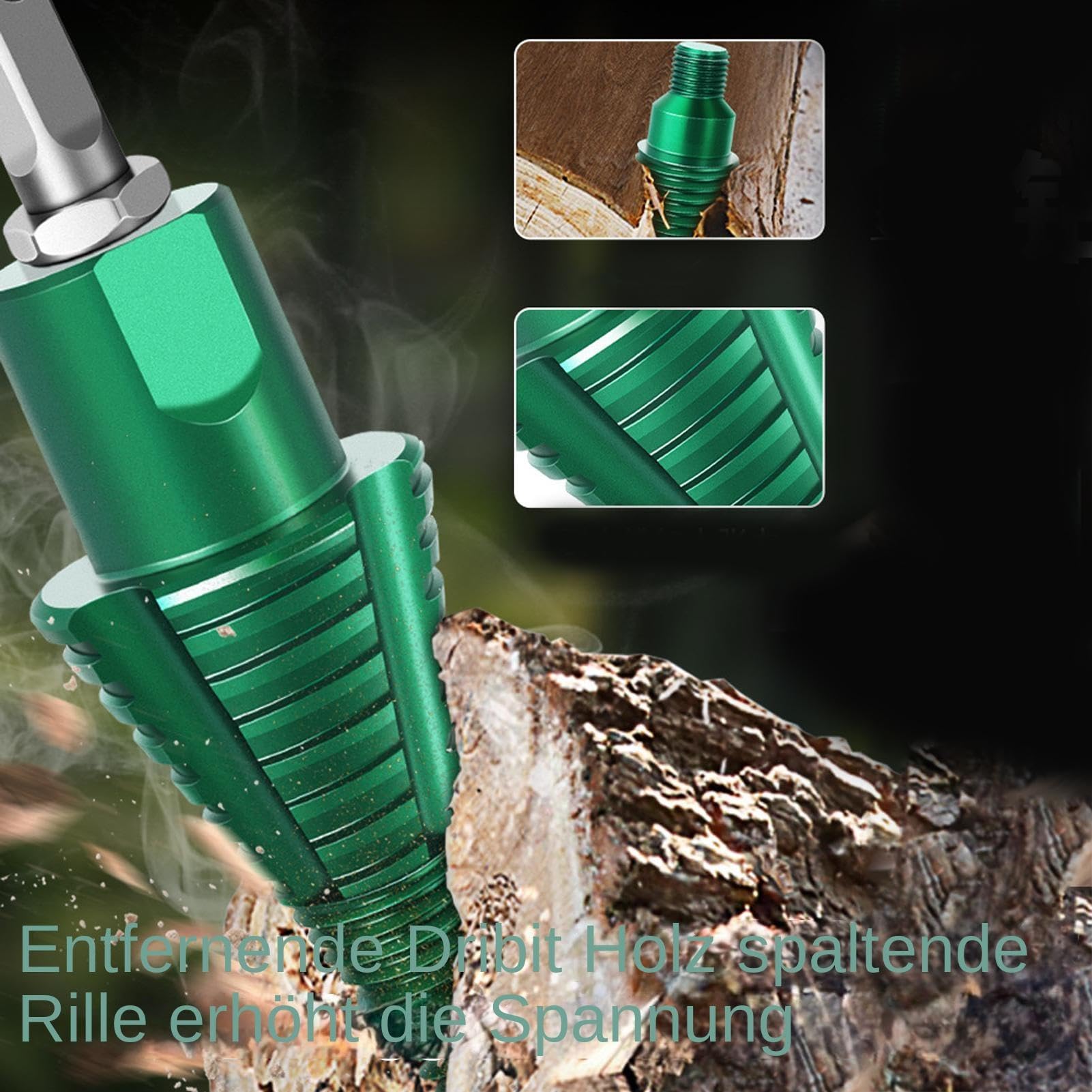 Punta per spaccalegna per tronchi di legno, strumento per spaccare viti coniche ad alta resistenza, fissaggio robusto, rimozione di ceppi di alberi, produzione di mobili, riparazione domestica
