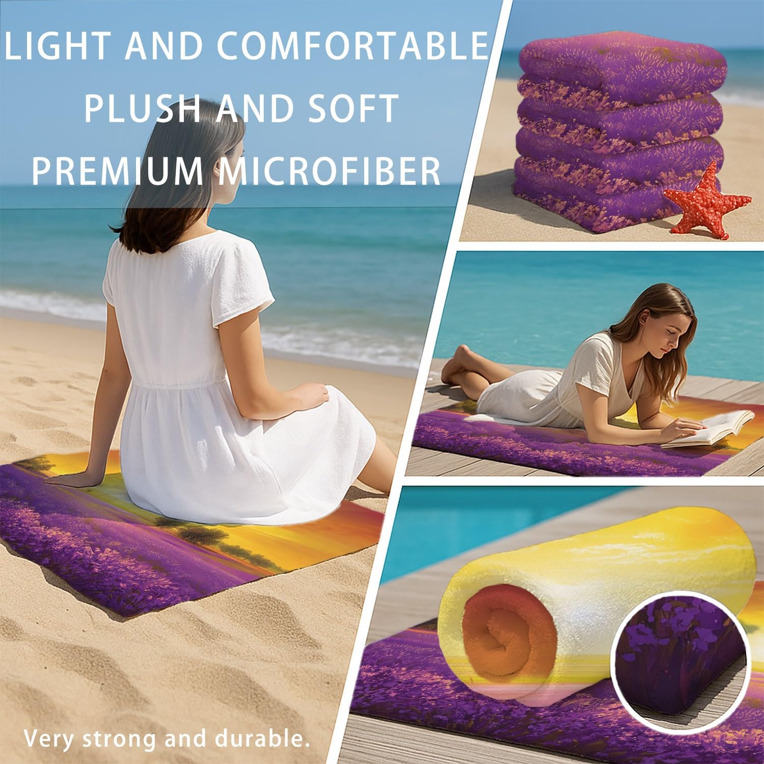 Générique Drap de Plage Anti Sable Sechage Rapide 180 cm x 90 cm Fantaisie Calme Serviette de Plage Microfibre Vintage Mystique Élégant Exquis Animaux Lapin Absorbante Super Couverture de Plage