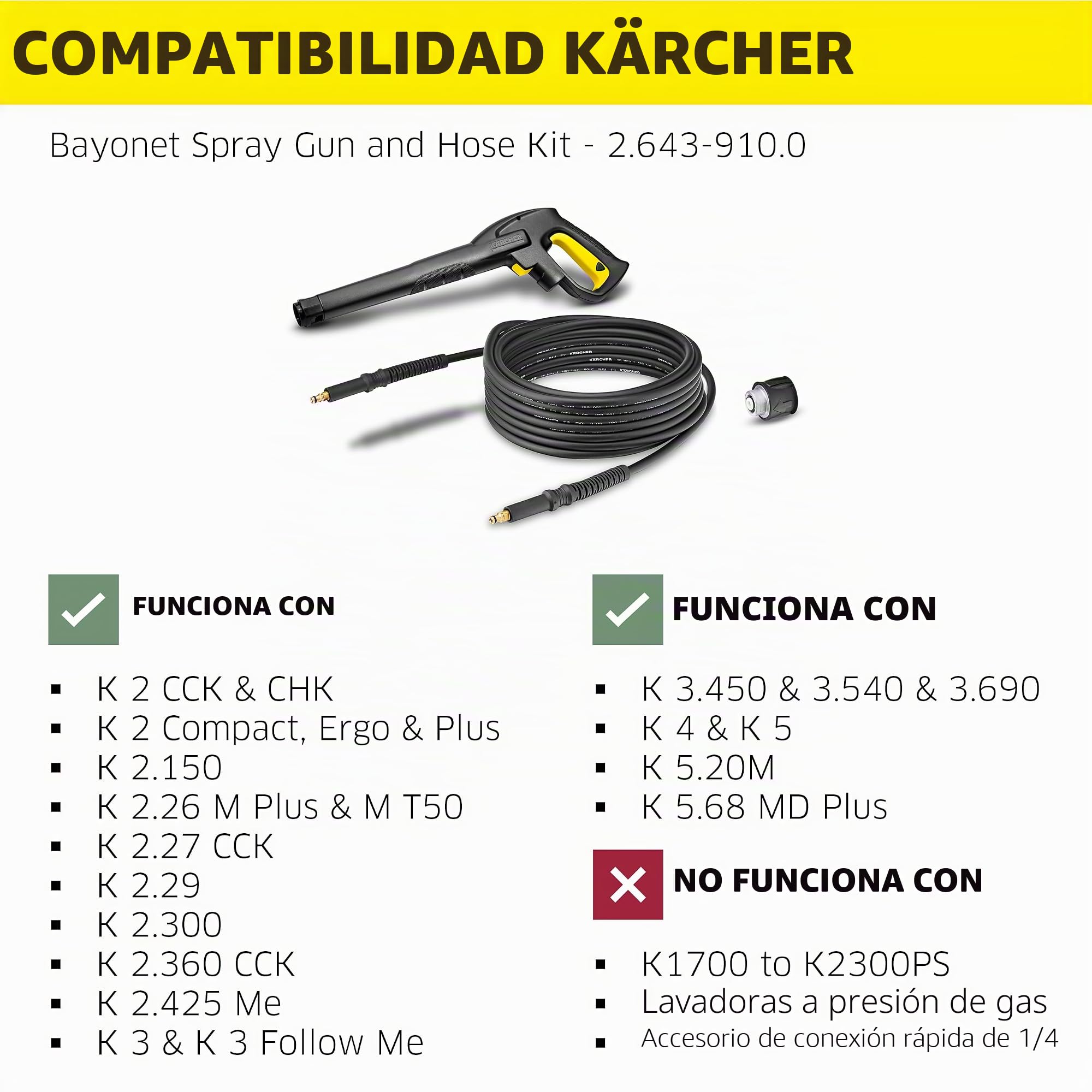 Kärcher - HK 7.5, kit de manguera de alta presión, compatible con K 2 Basic