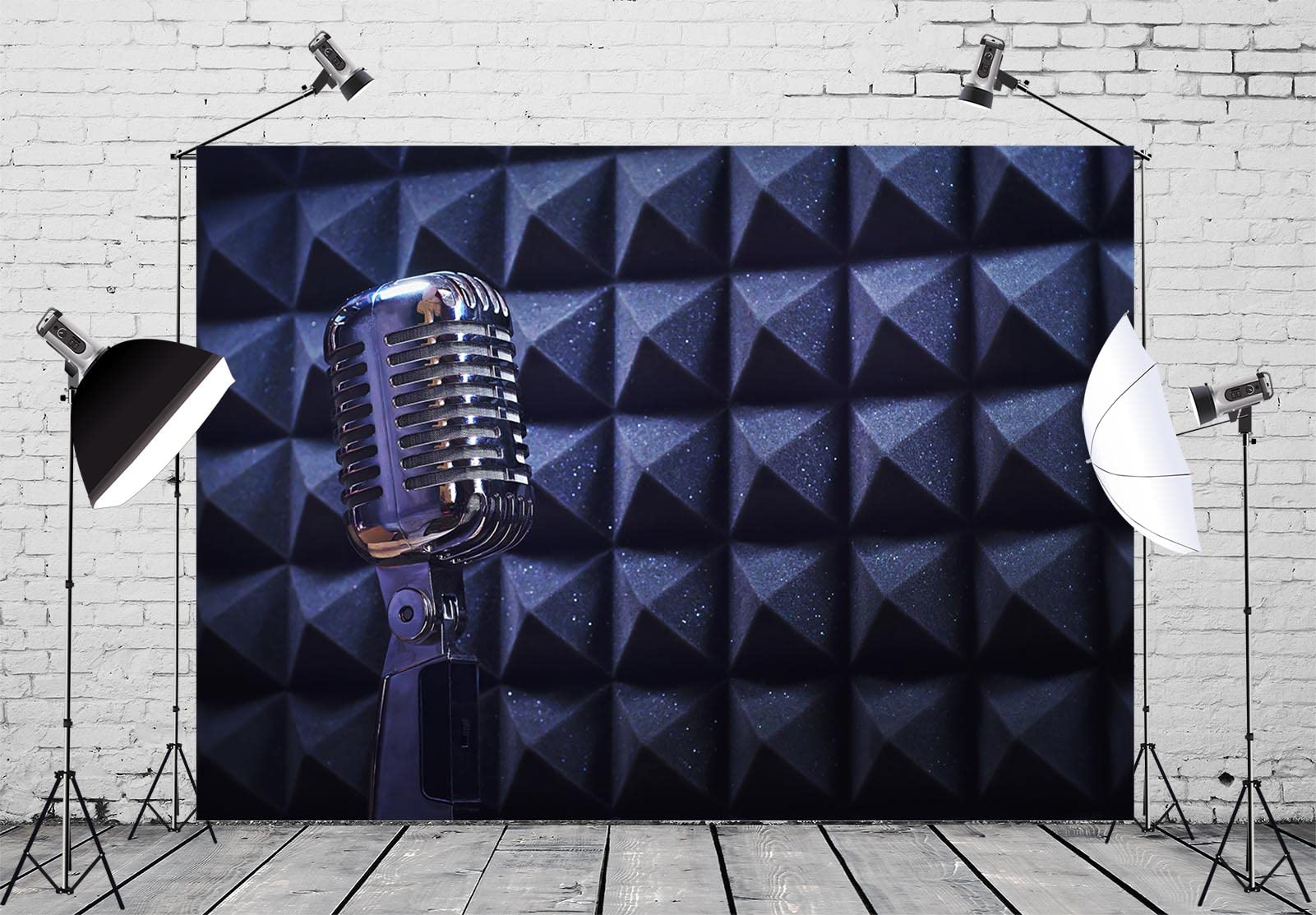 Aazon.co : BELECO 5x4ft Fabric Icrophone Usic Backdrop Bokeh Glitter Lights Icrophone
