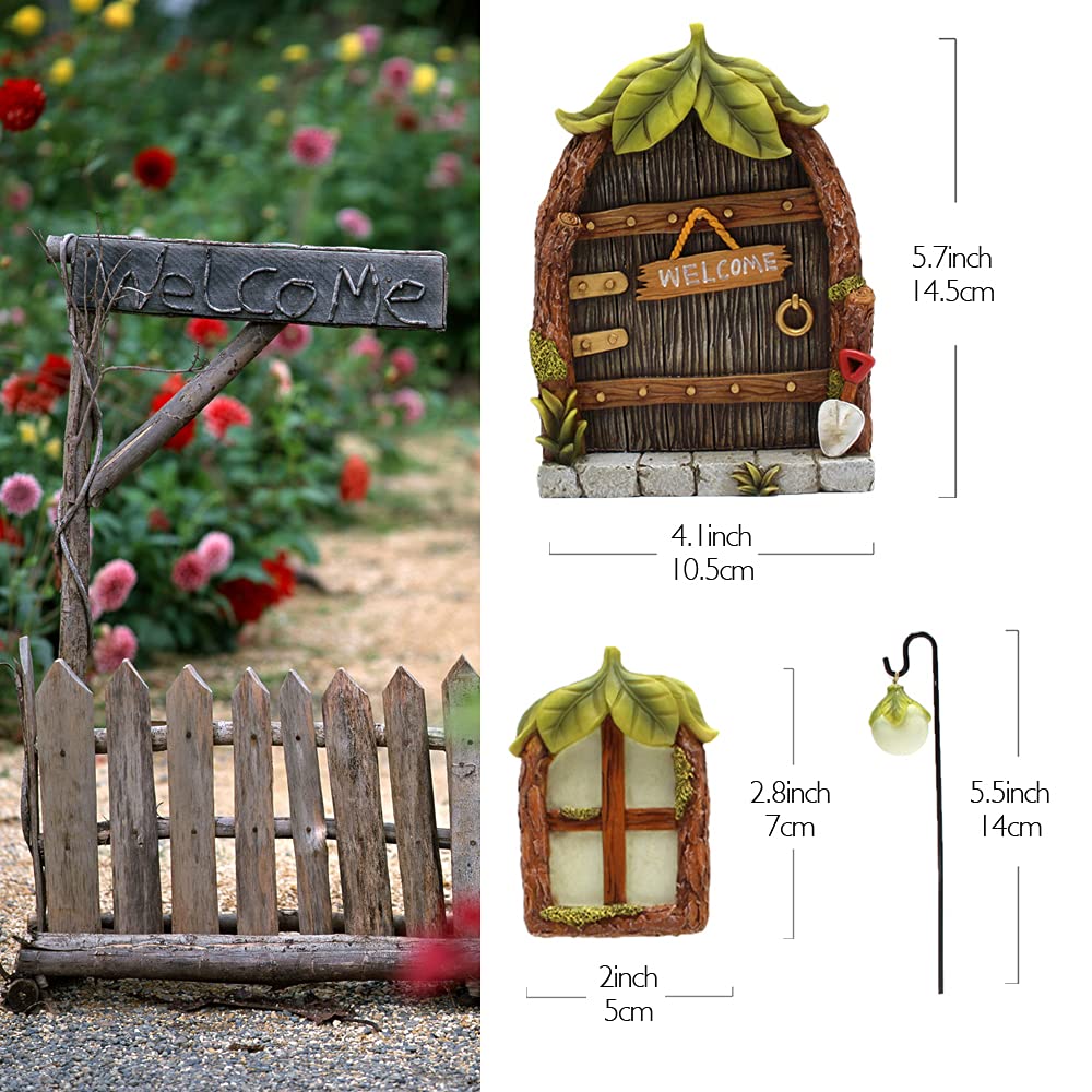 Meyas Outdoor Garden Sculptures Statues Decoration Garden Figurines Tree Face,Miniature Fairy Mystical Garden Window and Door,Yard Art Waterproof Sculpture Gift,Patio Lawn Ornament,Glow in The Dark - Image 4