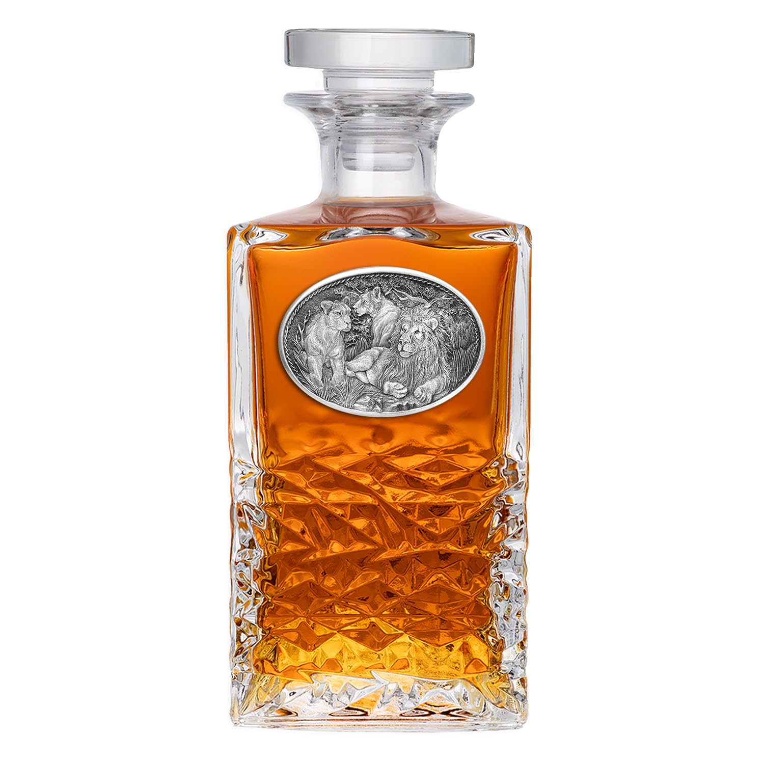Heritage Pewter Lion Heritage Decanter | 25 OZ Liquor Pourer | Expertly Crafted Pewter Glass