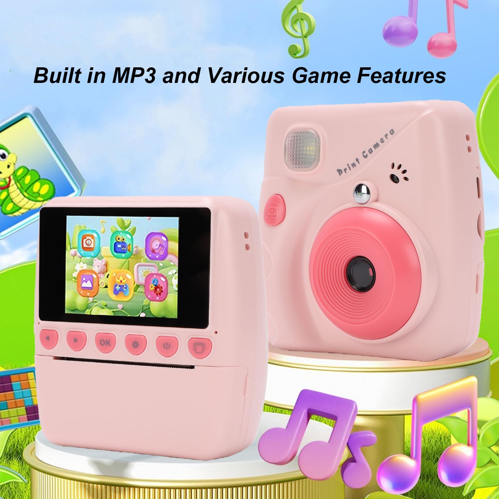 Naroote Fotocamera Istantanea per Bambini, Macchina Fotografica con | Fotocamera Stampabile, Corpo in ABS, Carta Termica, Uso Interno/esterno