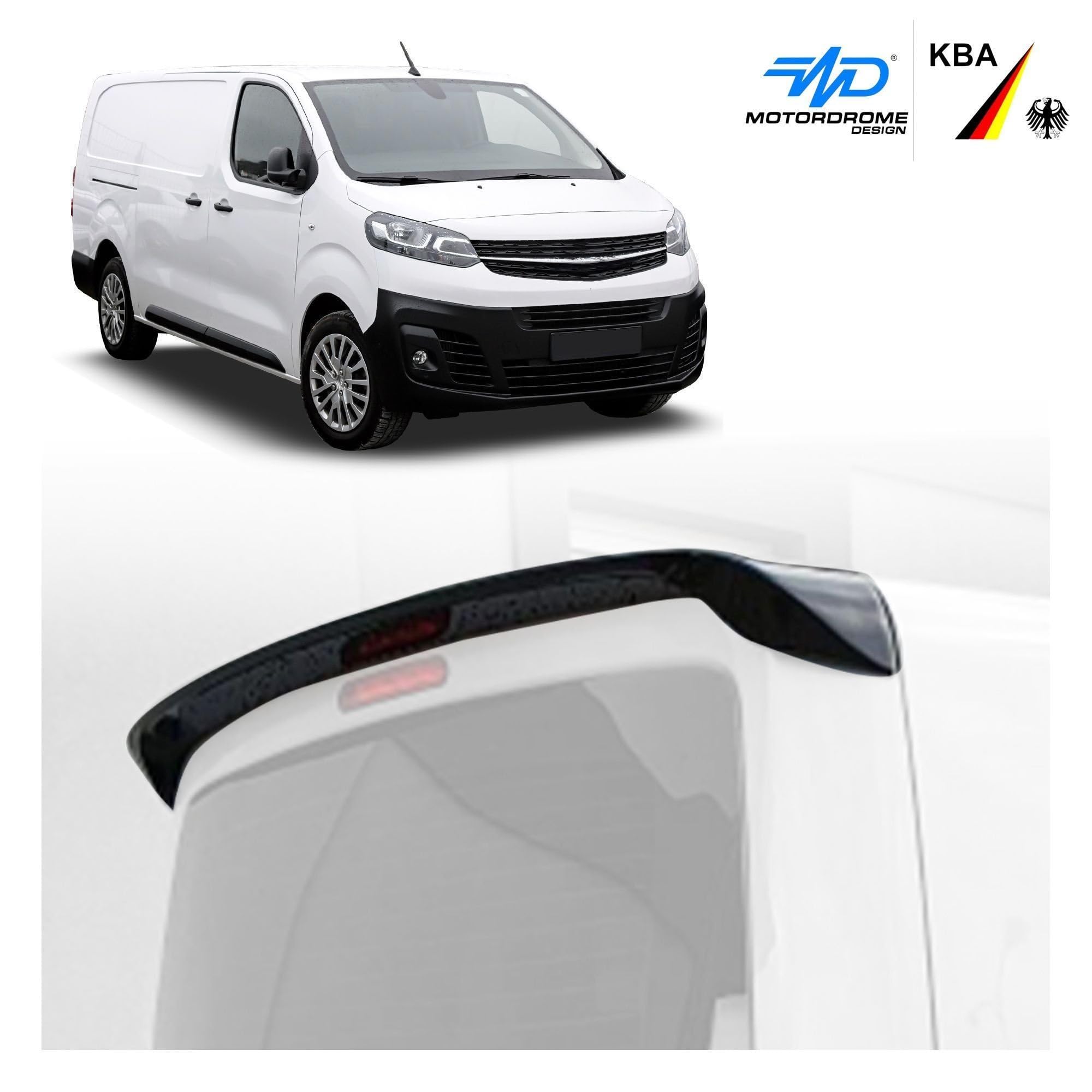 CHROMEMASTER | Becquet de Toit ; Becquet Arrière Compatible avec Opel Vivaro 2019+ ; Accessoires Auto - Spoiler pour Voiture ; pour la Peinture ; Assemblage : Colle | Tuning Optique Automobile; ABE