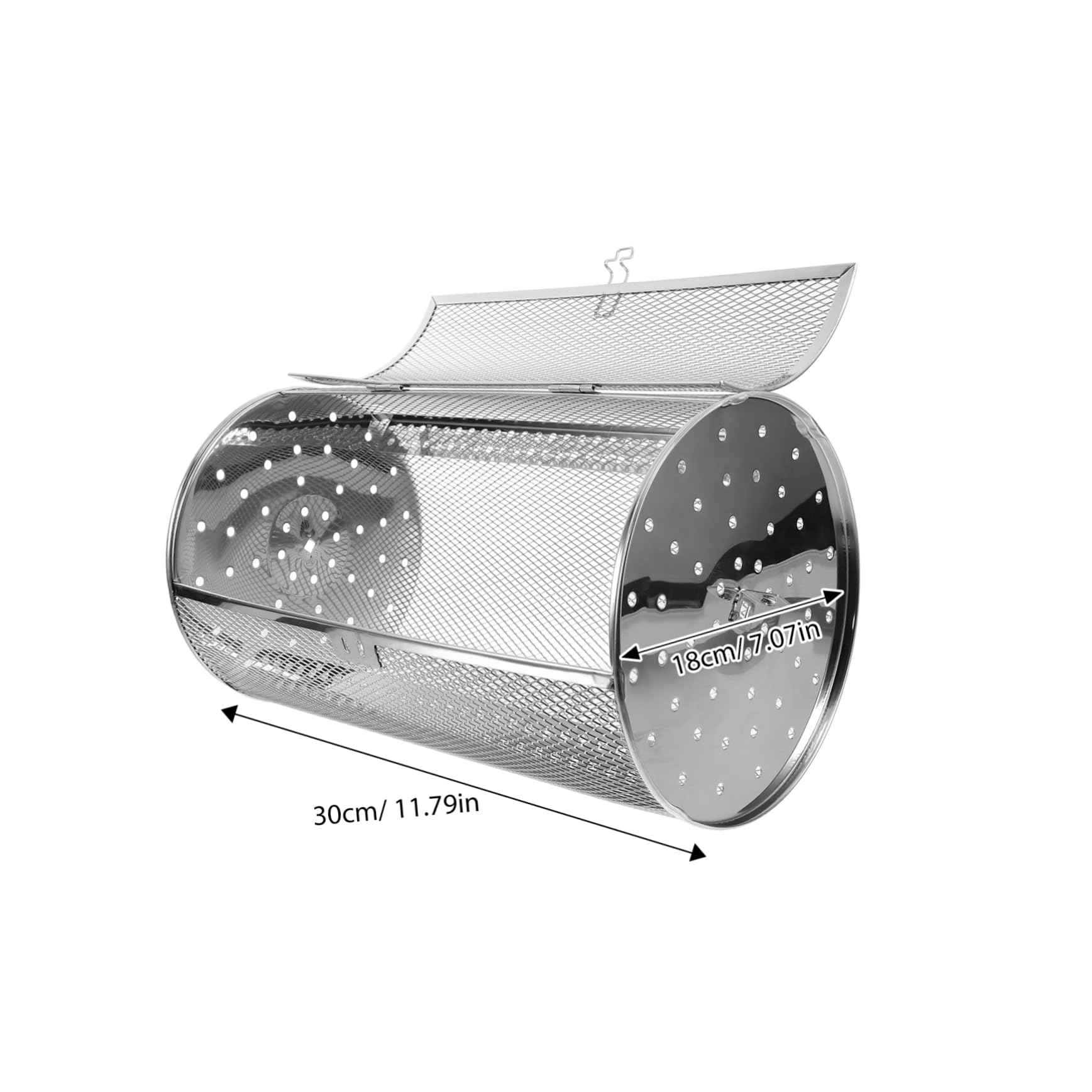Jaula Giratoria para Horno de Acero Inoxidable Plata, Cesta para Asar Nueces y Carne, Resistente a Deformaciones Calentamiento Uniforme