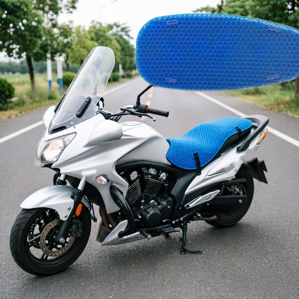 Motorcycle Seat Cushion Large Motorcycle Gel Seat Pad for Long Rides Breathable –Universal Fit for Motorcycles, ATVs