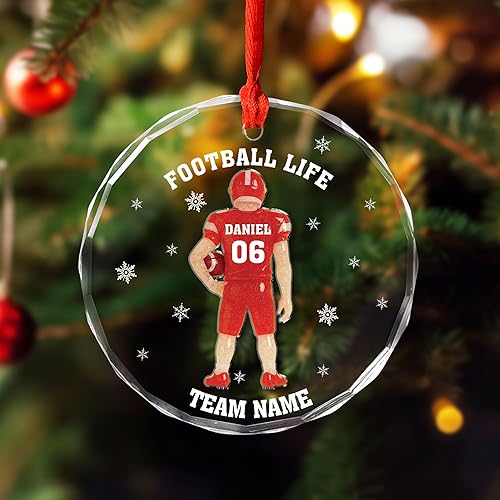 Miniatura 26 de MoonArt Adornos de fútbol personalizados con nombre 2023, adornos personalizados de fútbol de Navidad, adorno colgante para árbol de Navidad