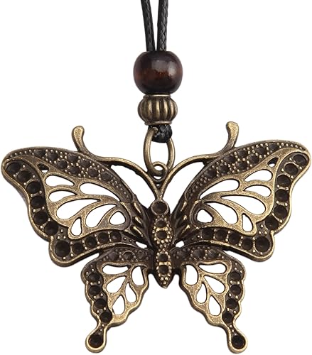 Boho Necklaces for Women Long Wooden Pendant Vintage Necklace Sweater Chain Necklace Handmade Jewelry