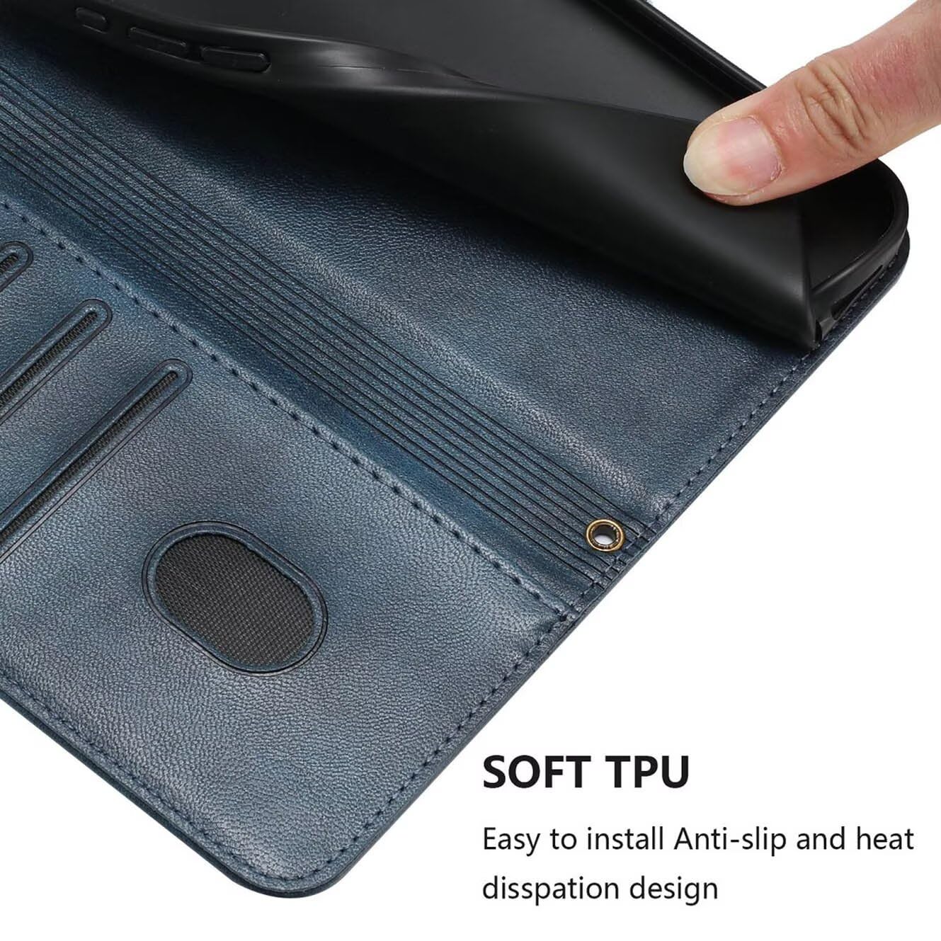 BMPNLSZ Cover Flip per Doogee Note 58 Pro, Pieghevole Portafoglio Custodia in pelle Borsa Smart Bumper Case Slot per schede Chiusura Copertura Antiurto Protettiva per (6,75) - rosso-HZFM