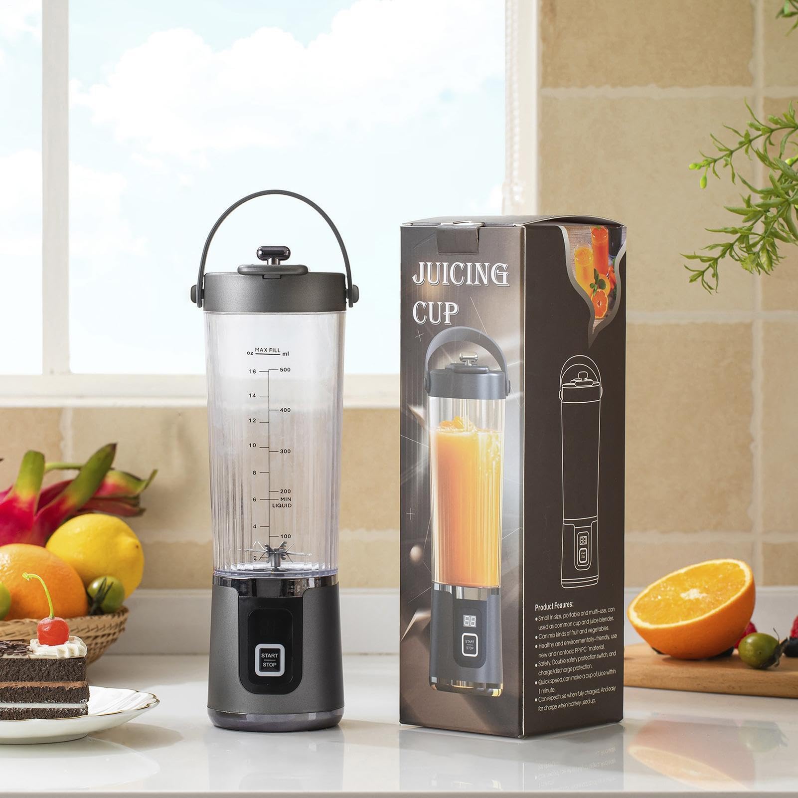 Licuadora personal 500 ml vaso mezclador compacto recargable por USB | Exprimidor y Licuadora Portátil Para viaje cocina playa picnic camping mesa hogar batidos zumos café beb
