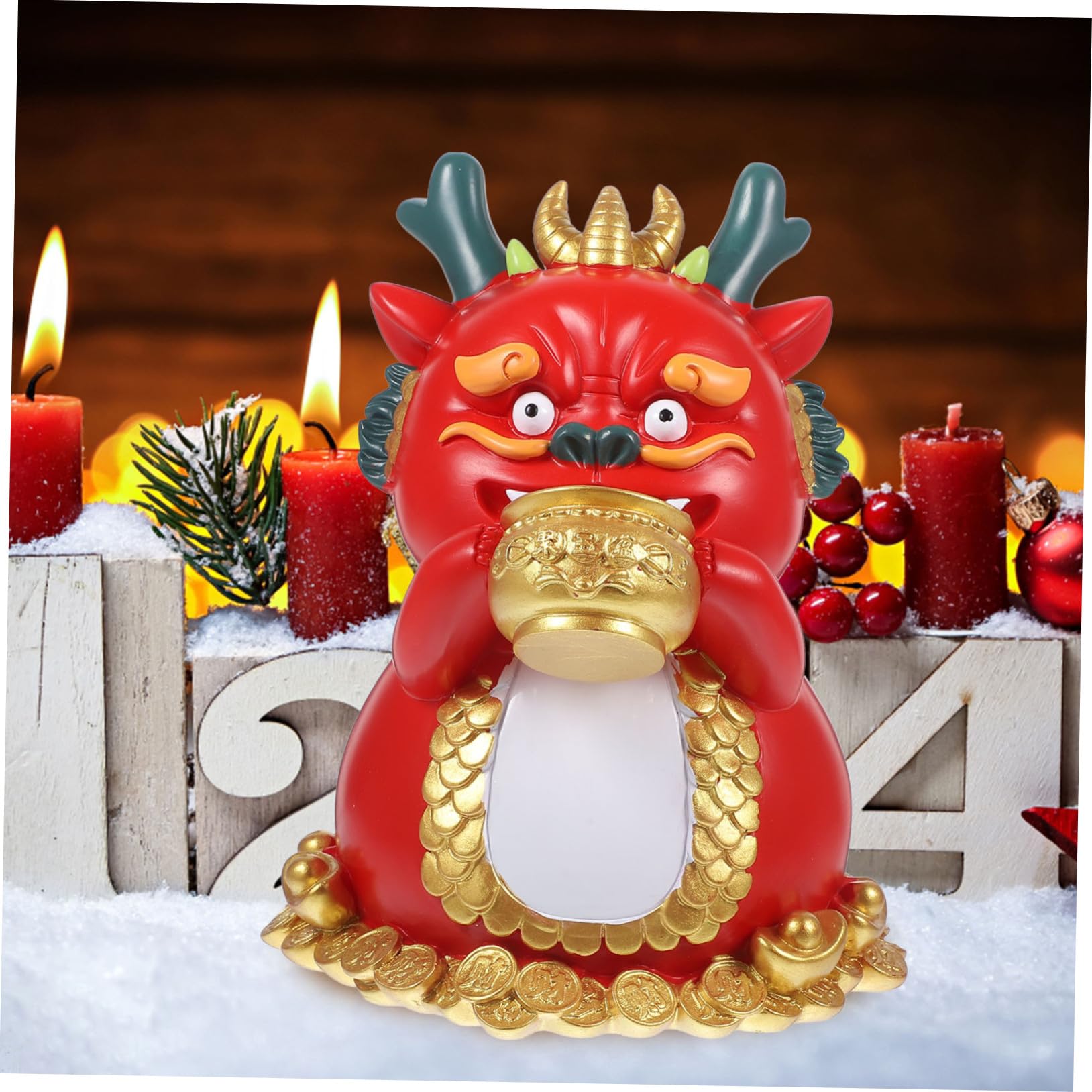 Drachen Spardose aus Kunstharz für Wohnzimmer Dekoration Chinesisches Neujahrs Geschenkstück