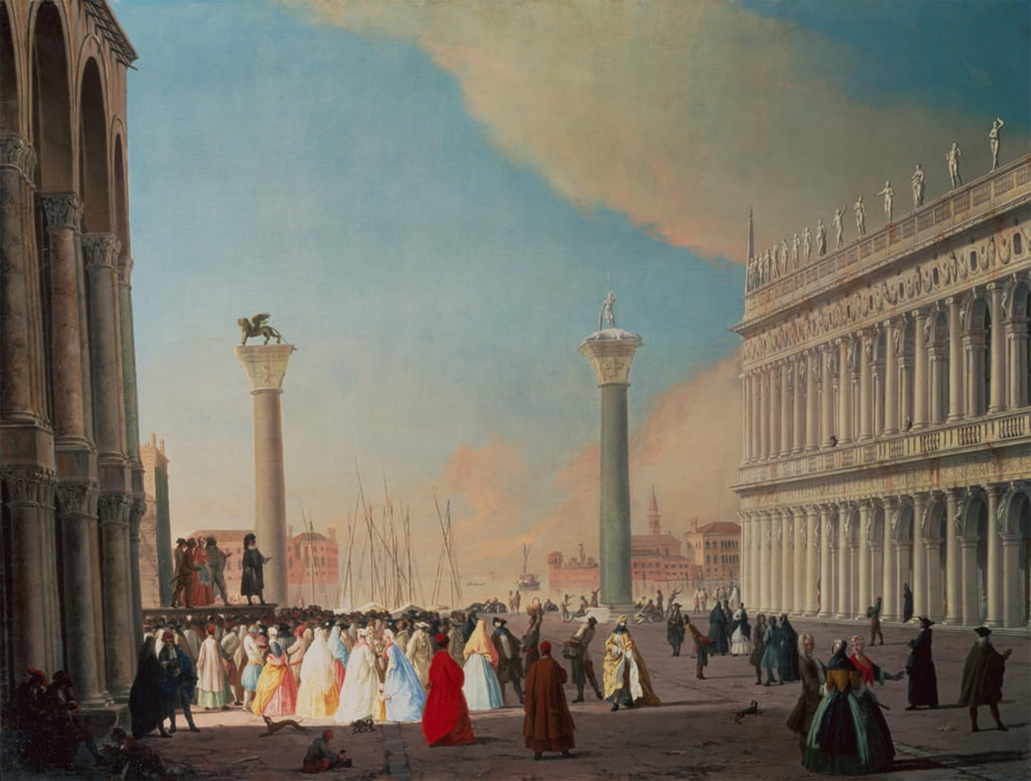 Serendipitp No Frame Vintage Wall Art Canvas Nordic Poster Canvas Print Picture Looking South From In Front Of The Facade Of San Marco By Luca Carlevaris Wall Art Poster For Home Decor 60X90cm