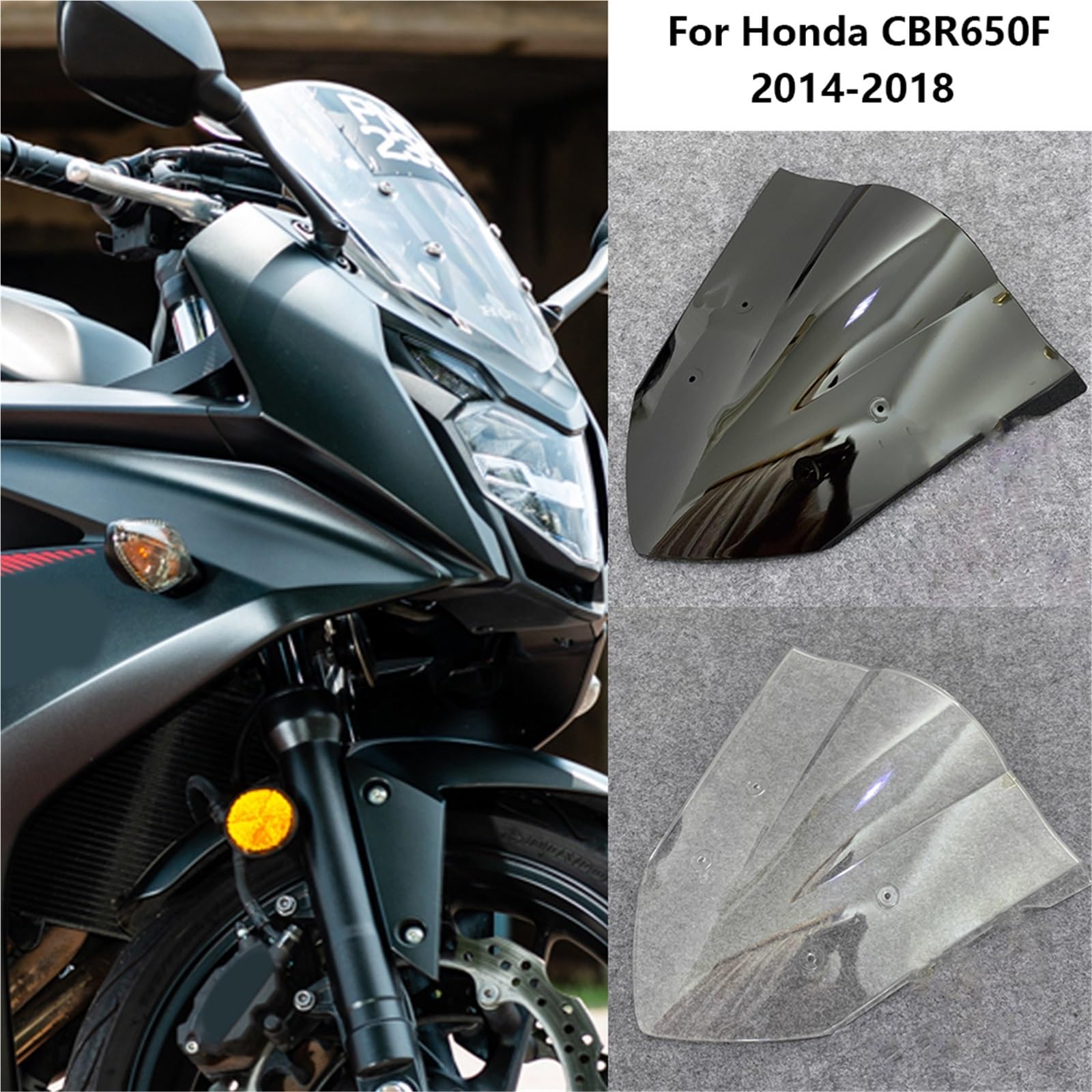 Przednia szyba motocyklowa Szyba przednia motocyklowa Double Bubble do motocykla Honda CBR650F CBR 650F 2014-2018(Transparent)