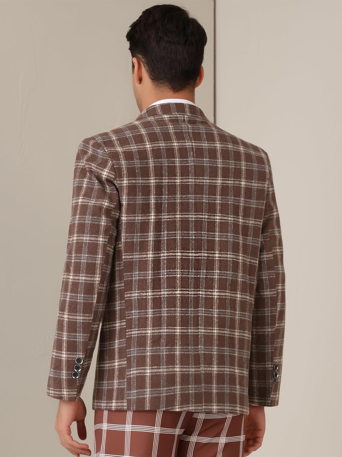 Lars Amadeus Plaid Blazers for Men's Color Block Business Checked Patterned Sports Coat