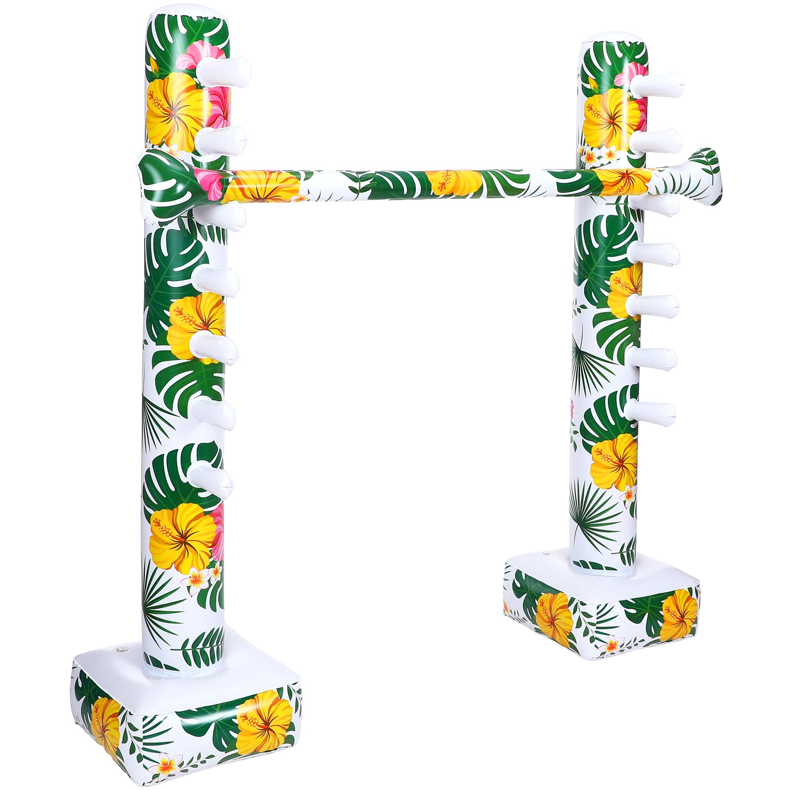 Hawaiian Inflatable Limbo Game 59 Inch Luau Party Games Palm Leaf Aloha Inflatable Decorations Fun Limbo Stick for Party Pole for Adults Tropical Indoor Outdoor Birthday Beach Pool