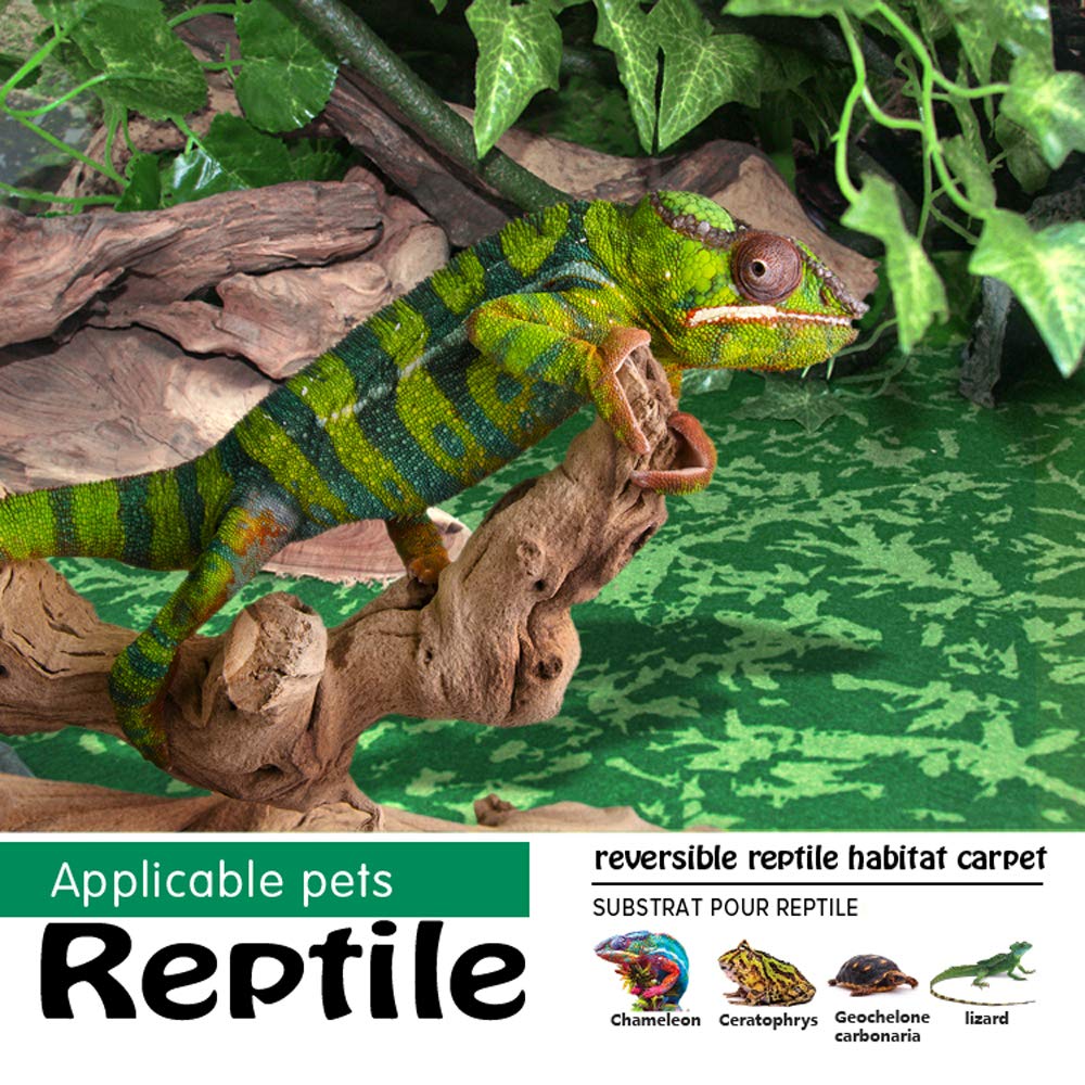 Alfombra para reptiles de 40 galones (36 x 18 pulgadas) para terrario de mascotas, tapete para jaula de reptiles, estera para serpientes, camaleones, gecos y uso en la cocina (2 hojas) con