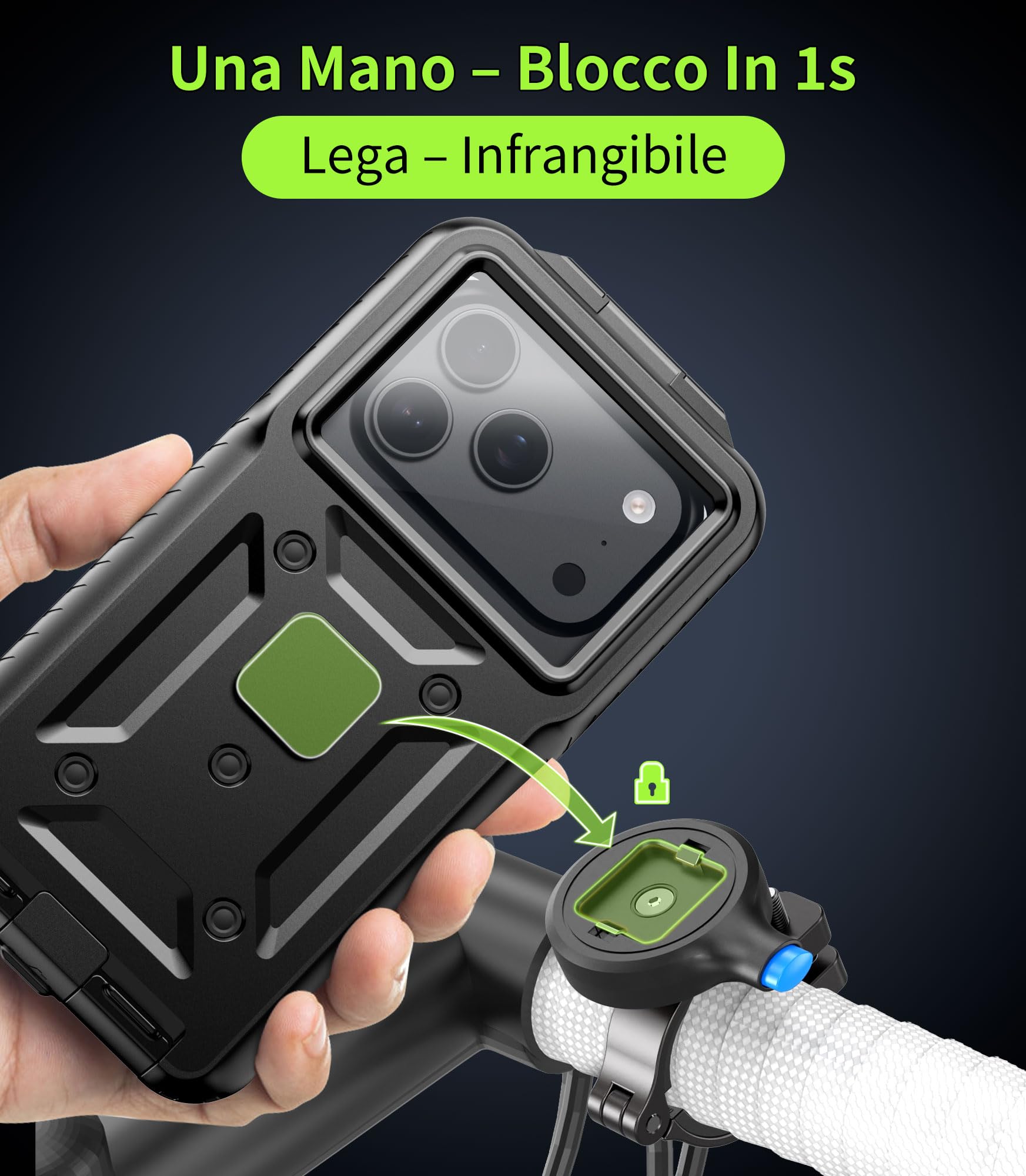 Cozycase 1s 1-Clic Antifurto Impermeabile Porta Telefono Bici Moto, Piccola | Supporto Cover Cell Universale Per iPhone 17 16 15 14 13 12 Mini Pro 16e 17e XR Samsung Galaxy S26 S25 S24 S23 S22 S21 Plus