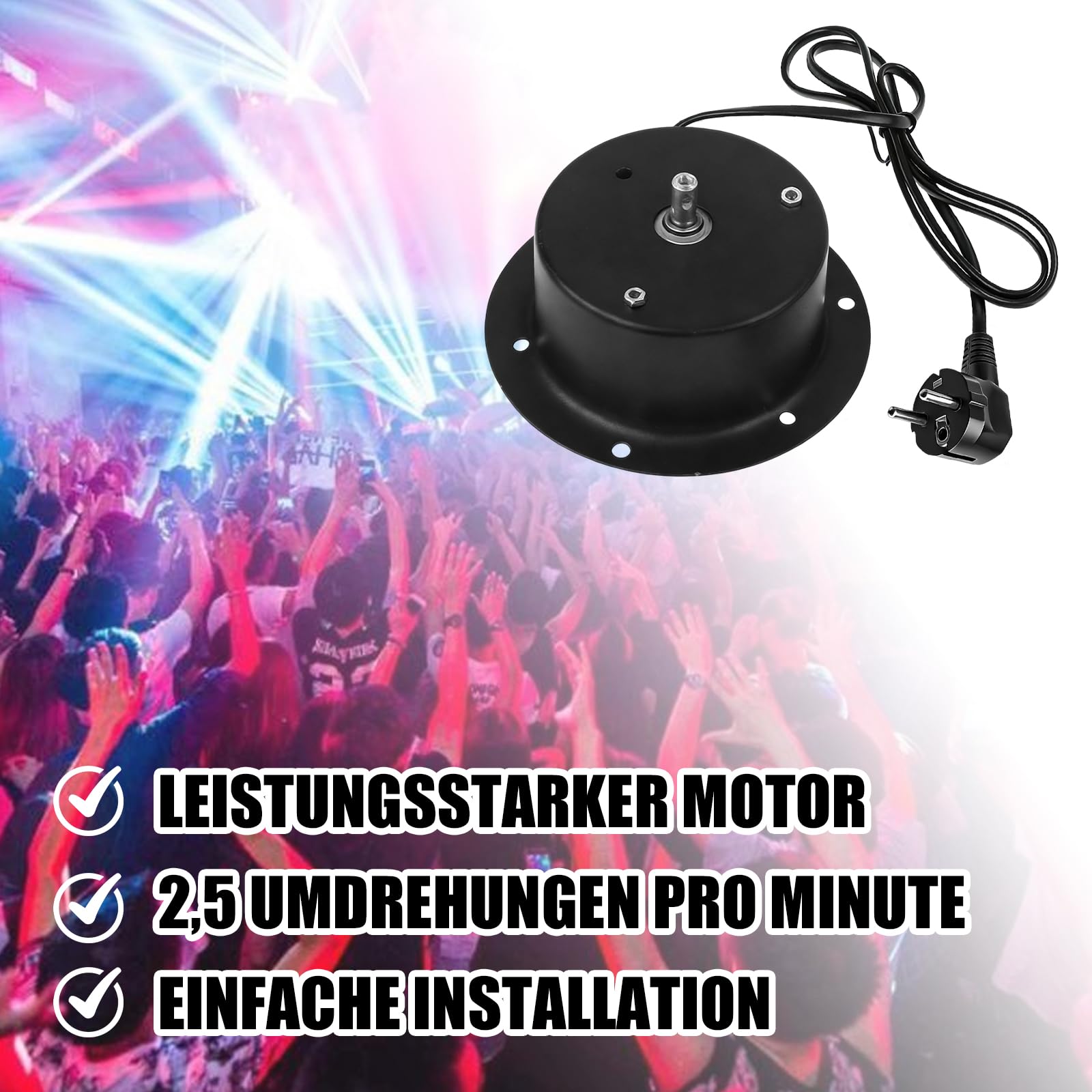 Motore a sfera a specchio: alloggiamento bianco professionale SKM30 motore per sfera a specchio, motore girevole fino a 30 cm con spina di alimentazione da 1,2 m, per illuminazione palchi e feste