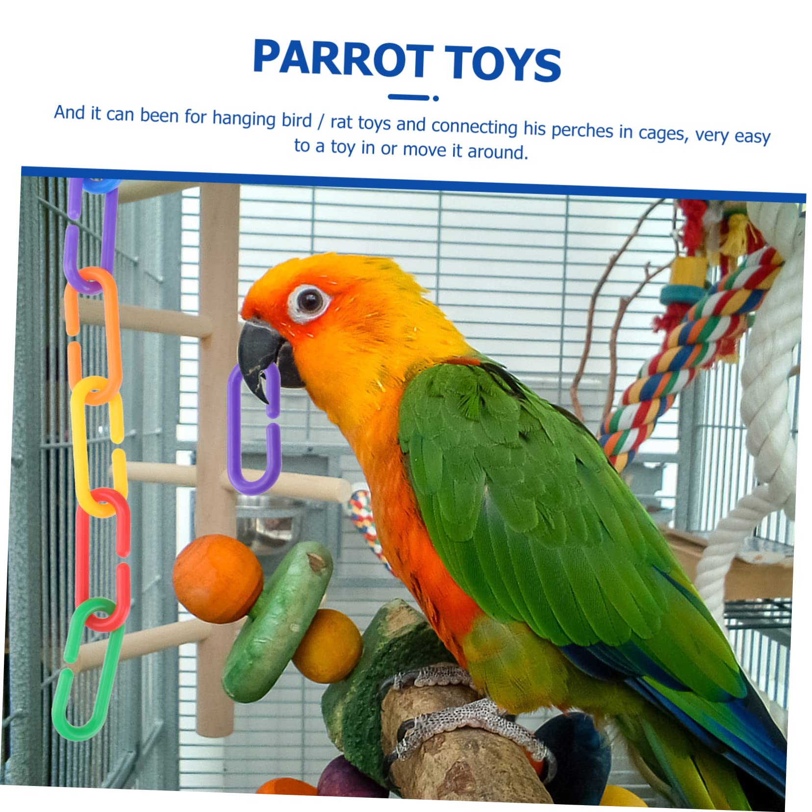 100 Pcs Plastic Papegaai Klimmen Speelgoed, Papegaai Vogel C-Clips Haak Ketting Links Diy Speelgoed Mix Kleuren