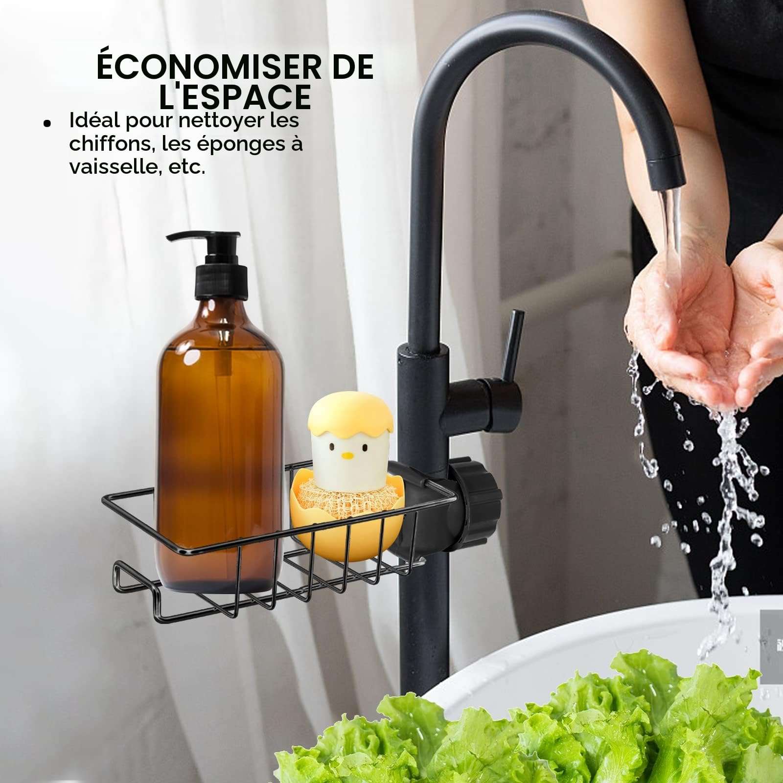 Set de 3 tablettes de Douche en Acier Inoxydable - Ne nécessite Aucun perçage - pour Barres de Douche de 18 à 27 mm - Noir