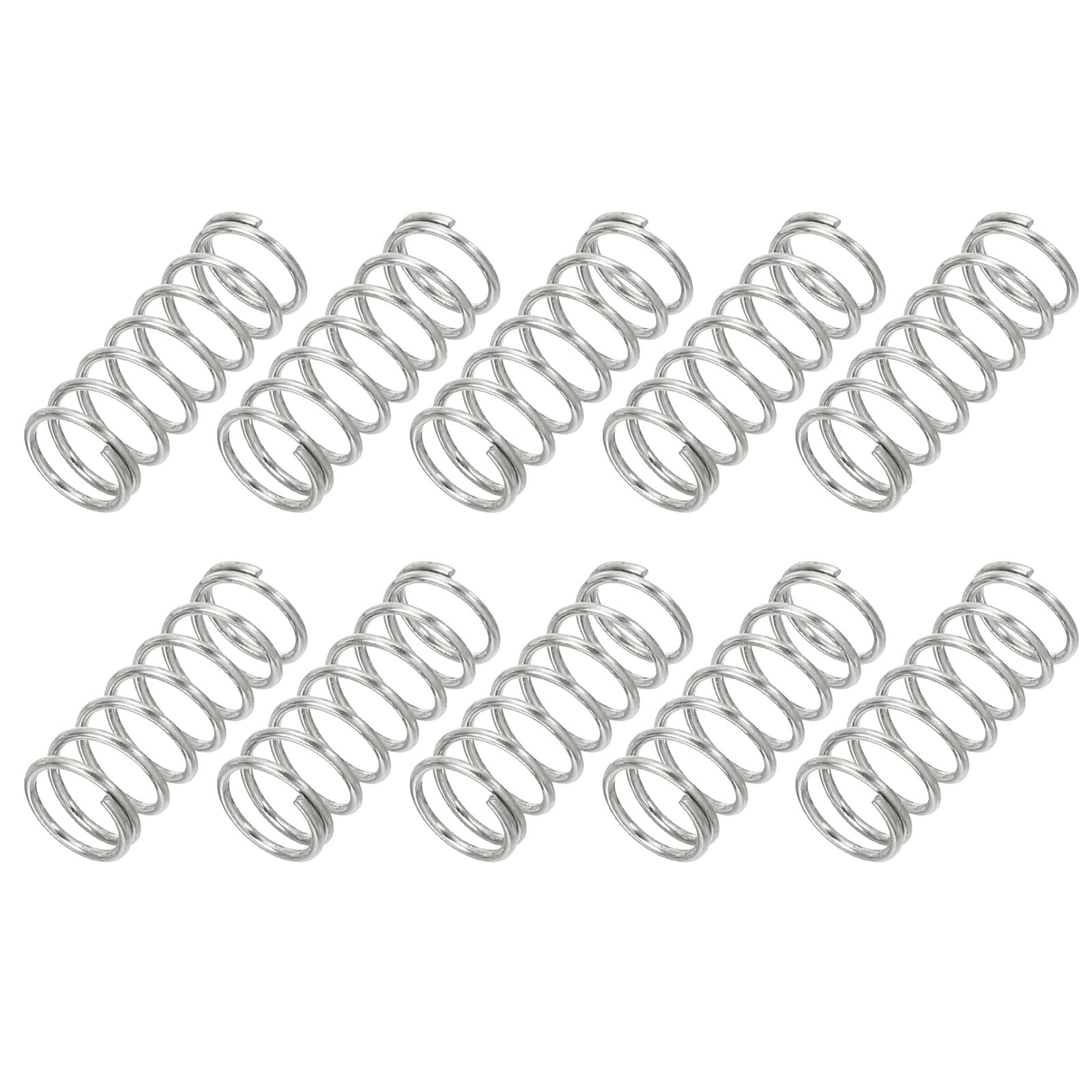 PATIKIL Sprężyna naciskowa, średnica drutu 0,8 mm x średnica zewnętrzna 8 mm x 20 mm dł., 10 szt. 304 stal nierdzewna Mechaniczna sprężyna rozciągana, małe sprężyny do ołówków Zestaw asortymentu do