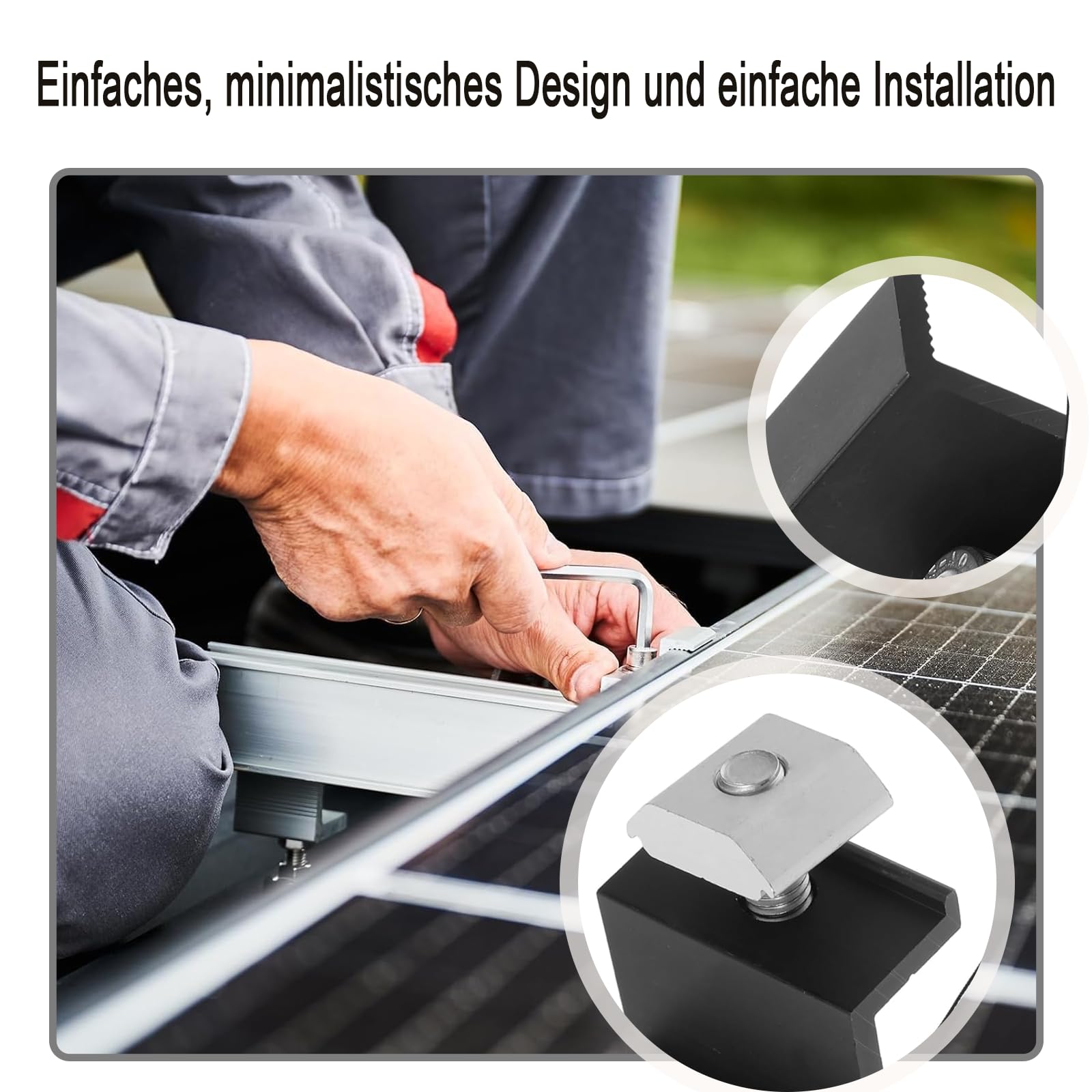 20 Stück Solarpanel Halterung Endklemmen, 35mm Aluminium PV Modul Klemmen Kit, Z-Halterung für Solarpanel Befestigung, Solarhalterungen Solarmodulhalter für Wohnmobil Flachdach Boot