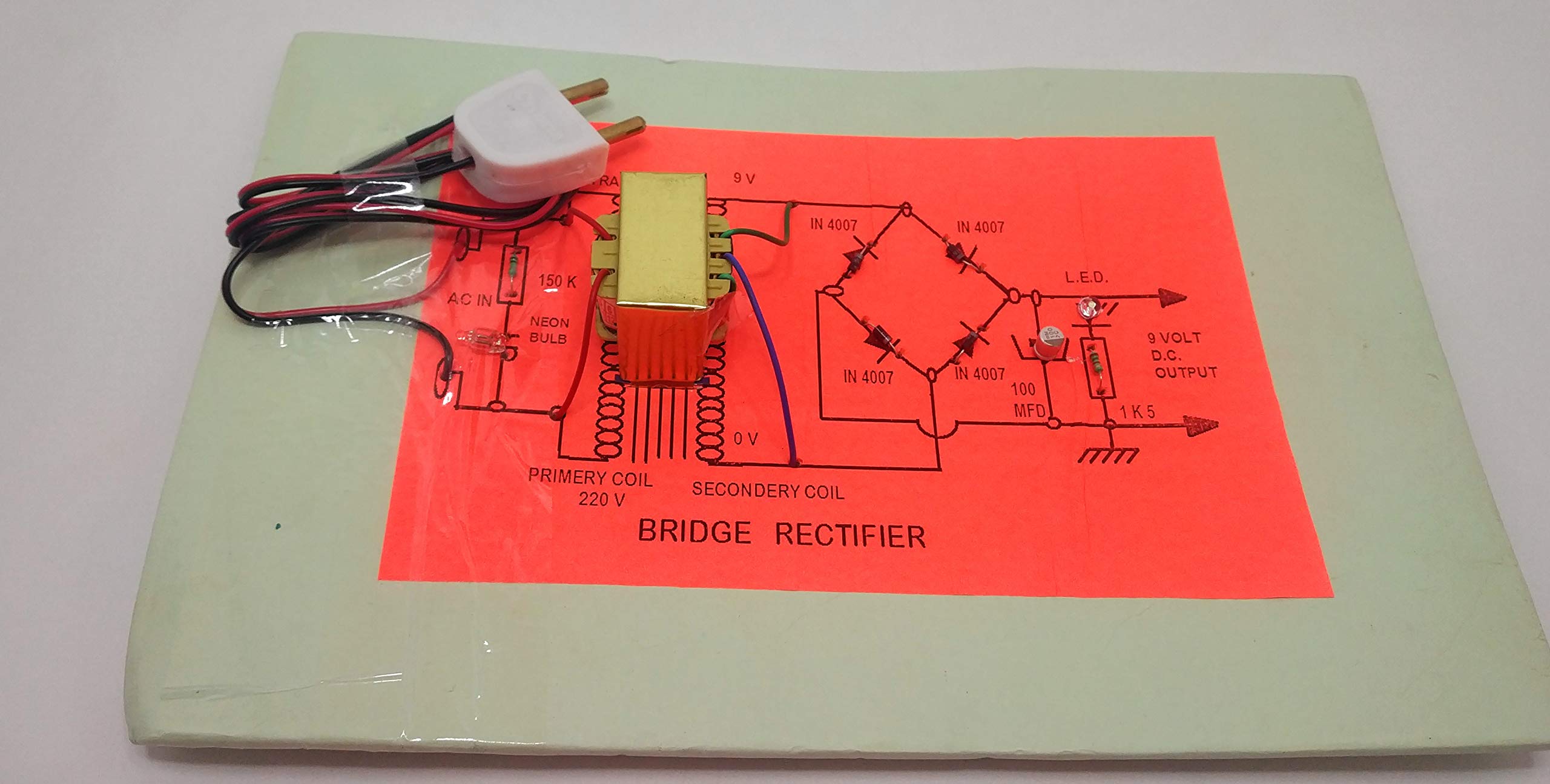 StepsToDo Bridge Rectifier Project | Pre-Assembled Kit on Card-Board Base. Ready for Use Project.