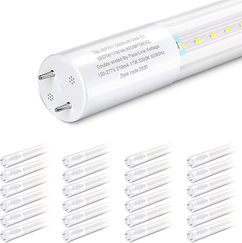 SHINESTAR Paquete de 25 bombillas LED T8 de 4 pies, 17 W, 2200 lm, 5000 K, luz diurna T10 T12, reemplazo de luz fluorescente T10, derivación de