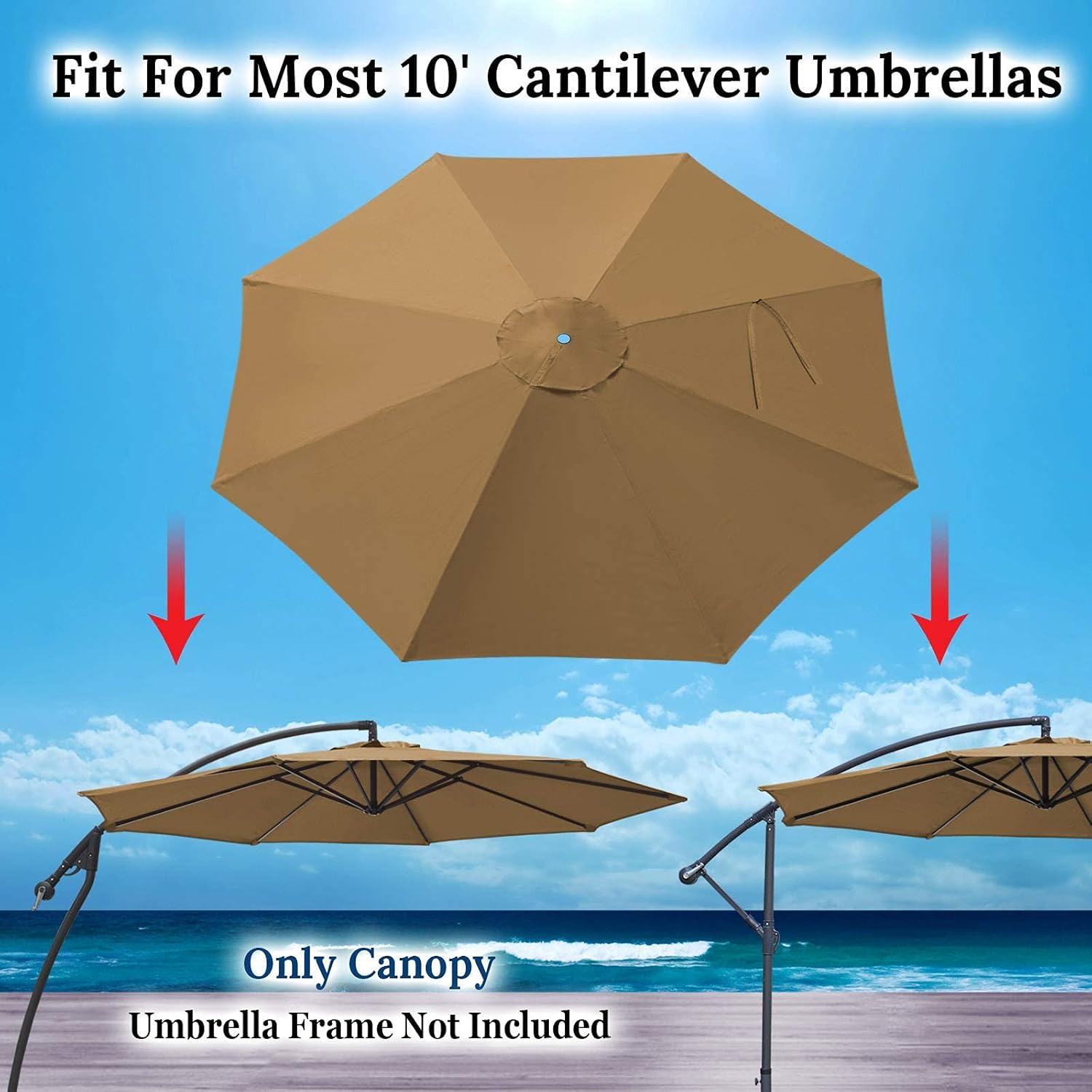 BenefitUSA Replacement Umbrella Canopy for 10ft 8 ribs Cantilever Hanging Umbrella (Canopy Only)