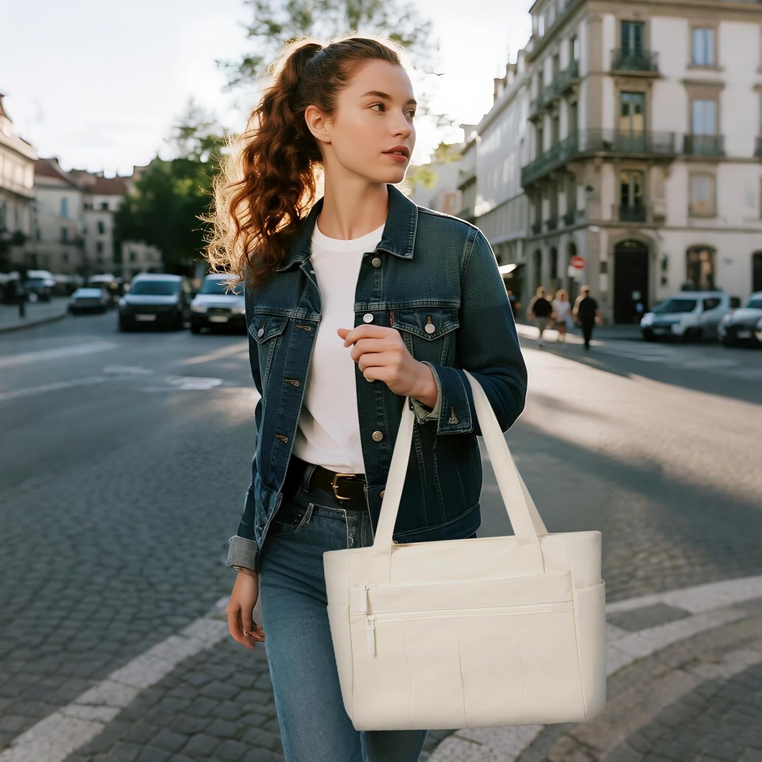 Tote Bag for Women Shoulder Bag Work Bags with Zipper Lightweight Handbags for Travel,Work,School - Image 3