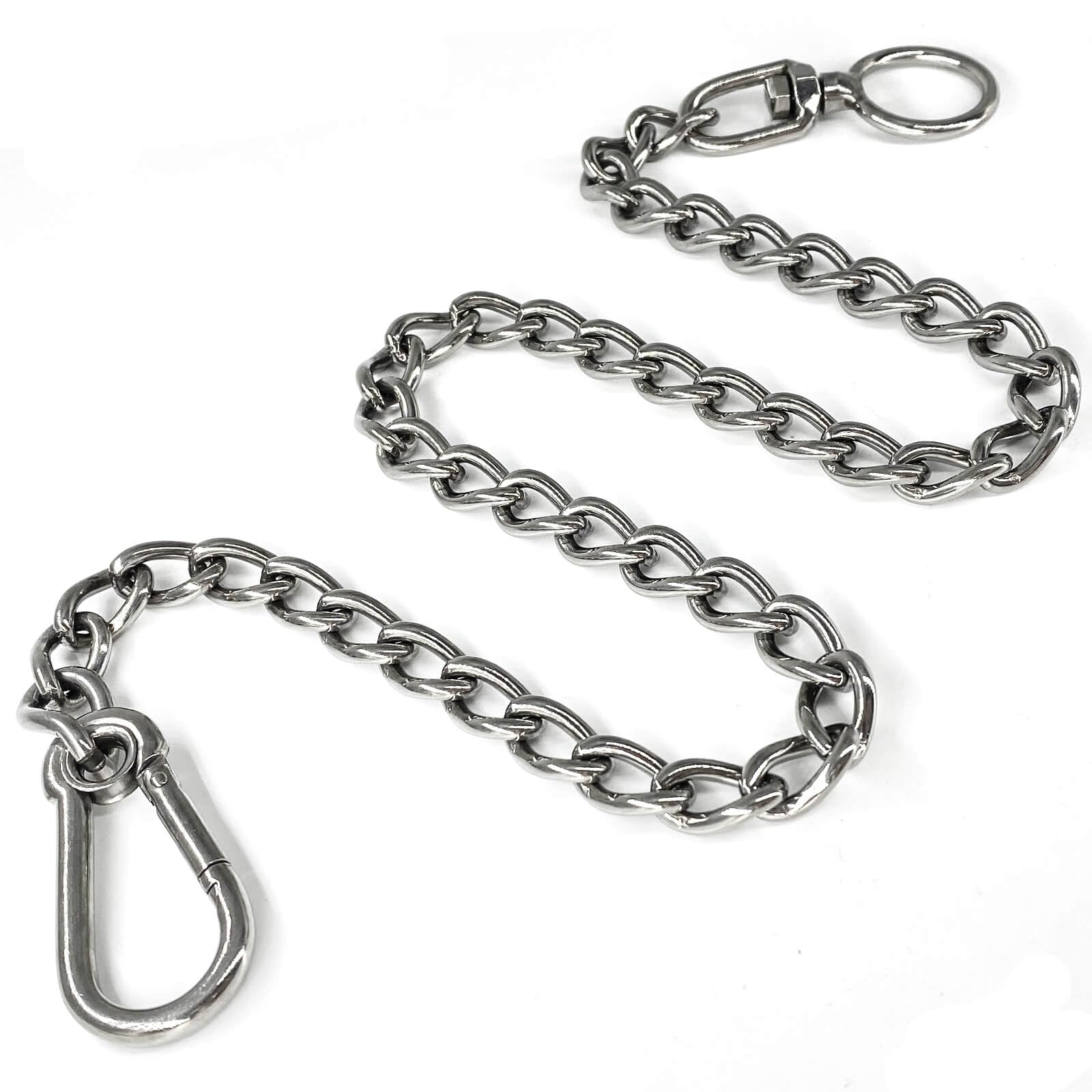HONGSAGE Dog Chain Leash, 304 Stainless Steel Dog Short Lead Metal Heavy Duty Chain DIY Double Dog Leashes Self-Assembly Leashes Extension&Coupler. (304 S/S 24in x 3mm)