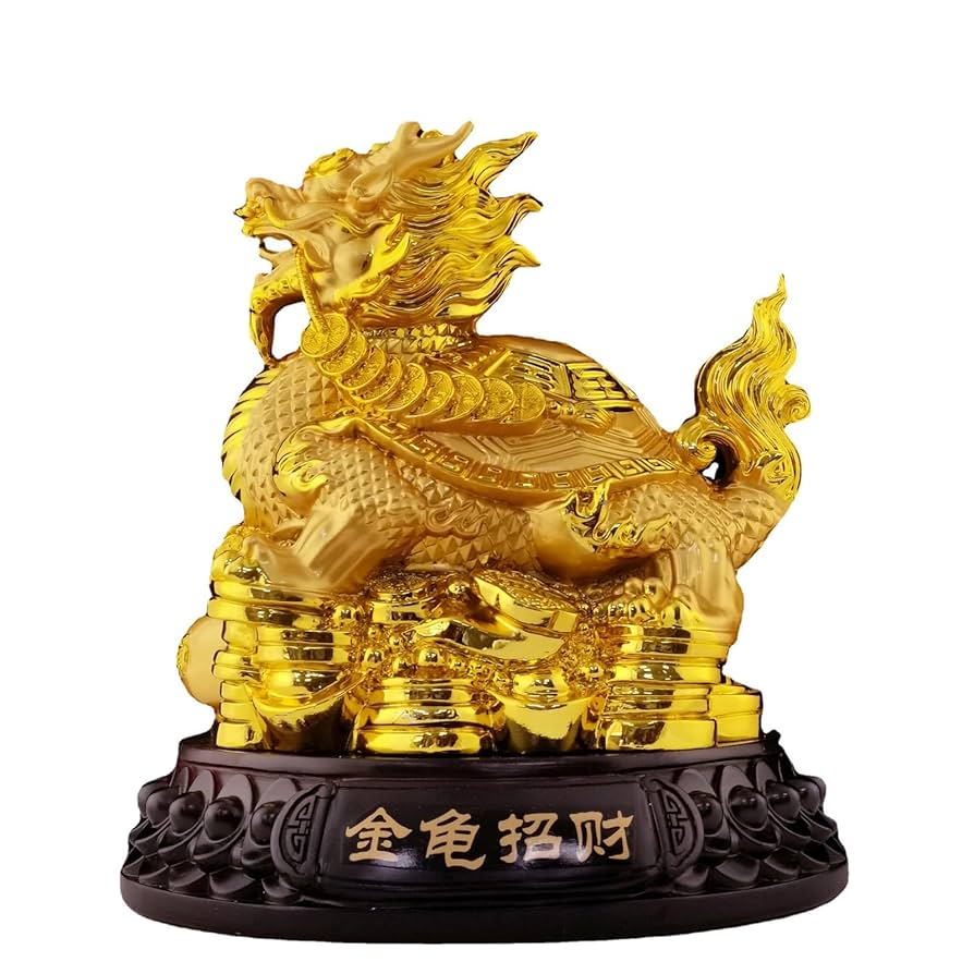Amazon.co.jp: 中国の龍亀風水像、2024年新年の龍の像10インチの