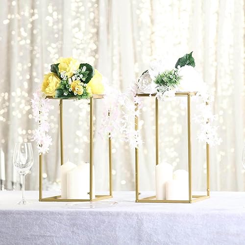Efavormart - Paquete de 2 soportes de metal para flores de boda de 16 pulgadas, soporte geométrico para centro de mesa