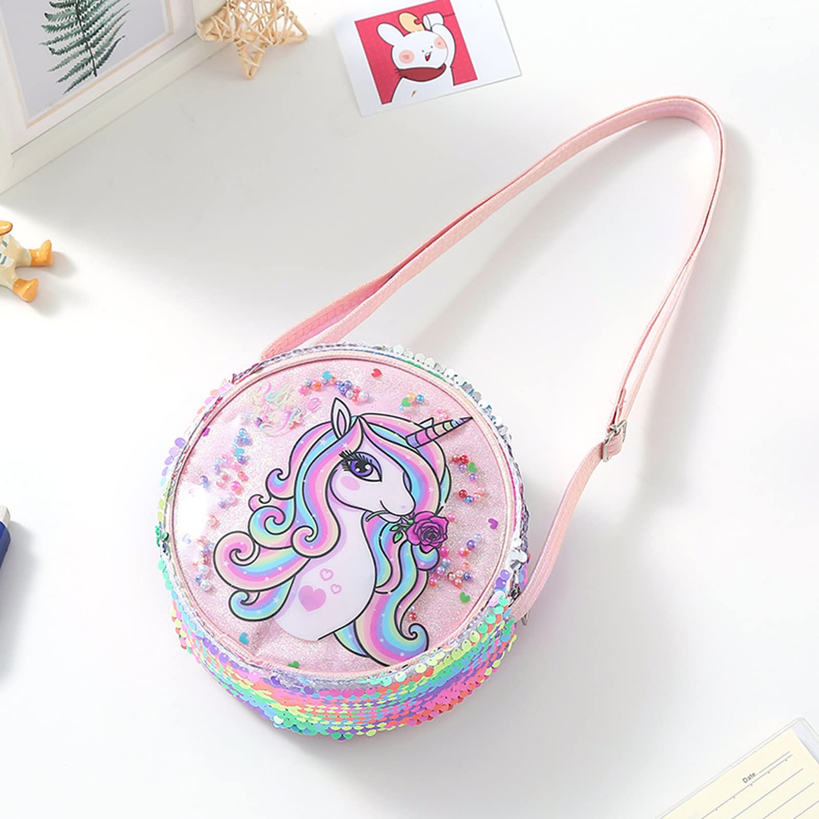 Bolso Bandolera Unicornios para Niñas, Unicornio Mochila Lentejuelas Niña, Bolso Mochila Unicornio Niña, para Compras, Viajes y Turismo