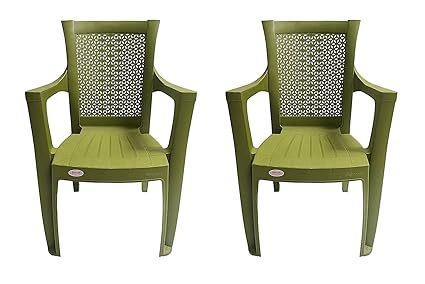 Supreme Net Set of 2 Plastic Chairs, Mahendi Green