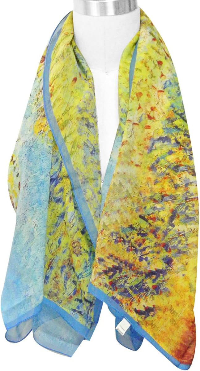allydrew 100% Mulberry Silk Square Scarf, Van Gogh's Peach Tree in Bloom