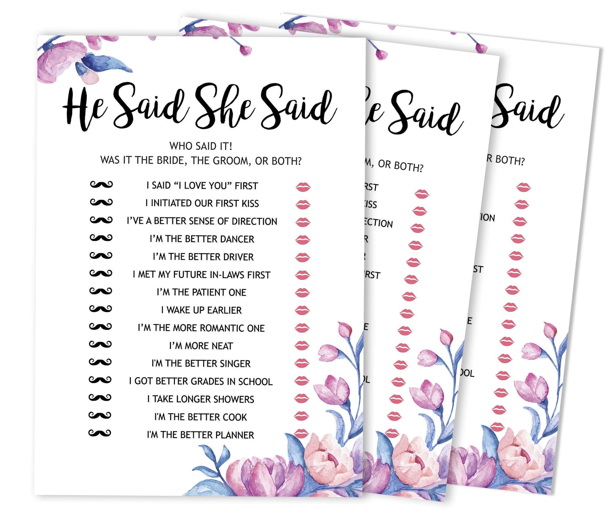 50 Karten „He Said She Said“ – Lustiges Partyspiel Für Hochzeiten, Bridal Shower & Engagements (5x7 Zoll, Wischfest)