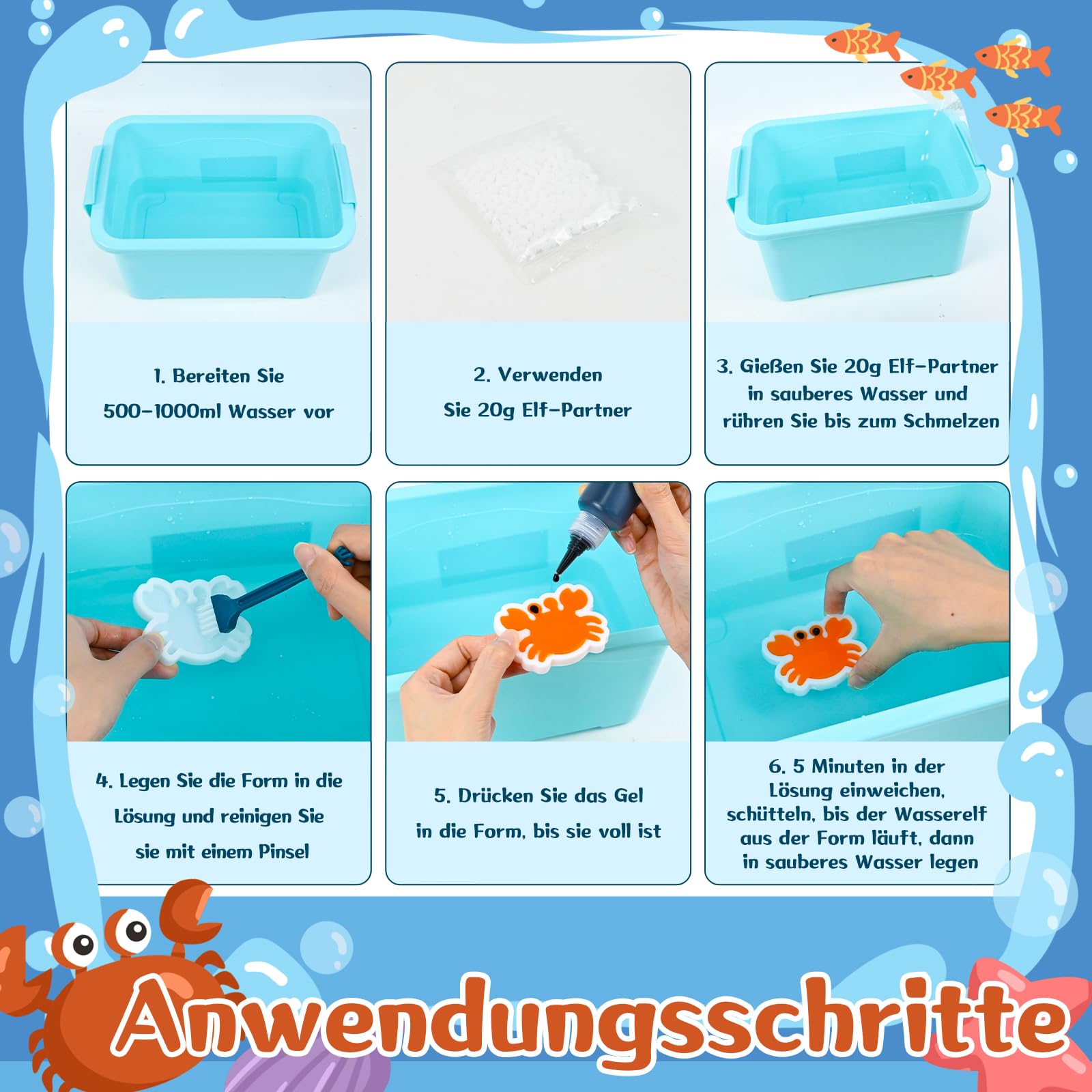 Ulikey Juguete de Aqua Gelz, 52 PCS Creativos Elfo Mágico de Agua, con 18 Botes de Gel de Color y 16 Formas, 3D DIY Juguete de Gel de Agua Regalo para Niños de 5 6 7 8 9 10 Años