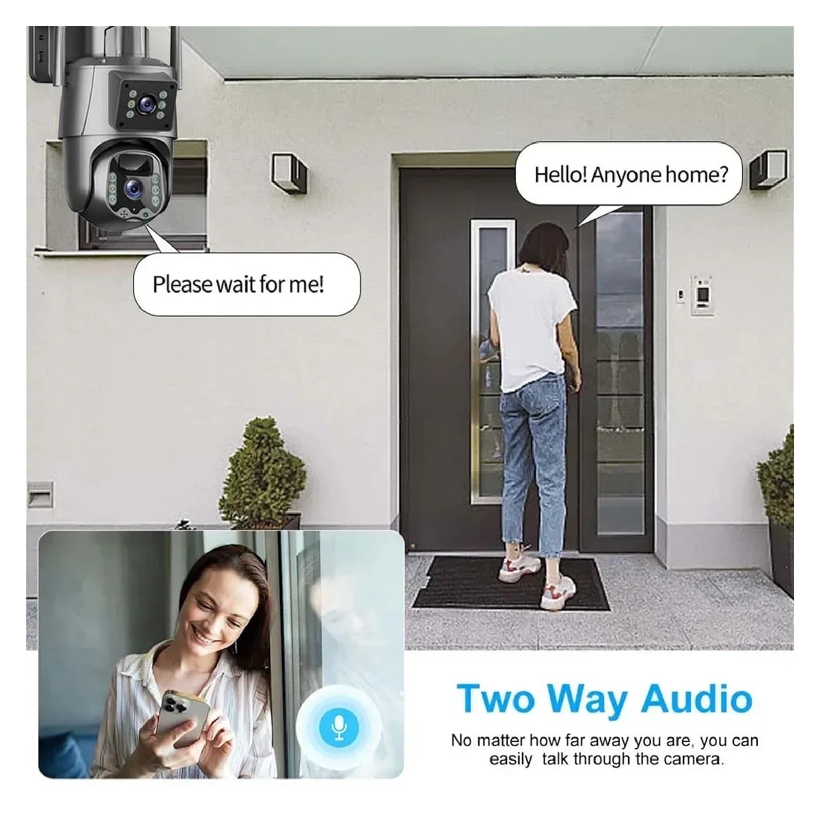 Cámara Solar de 6 MP 4G/WiFi, cámara vigilancia CCTV inalámbrica for Exteriores con Panel, Lente Dual, PTZ, IP, protección Seguridad para almacén Comercial(WiFi CAM No Card)