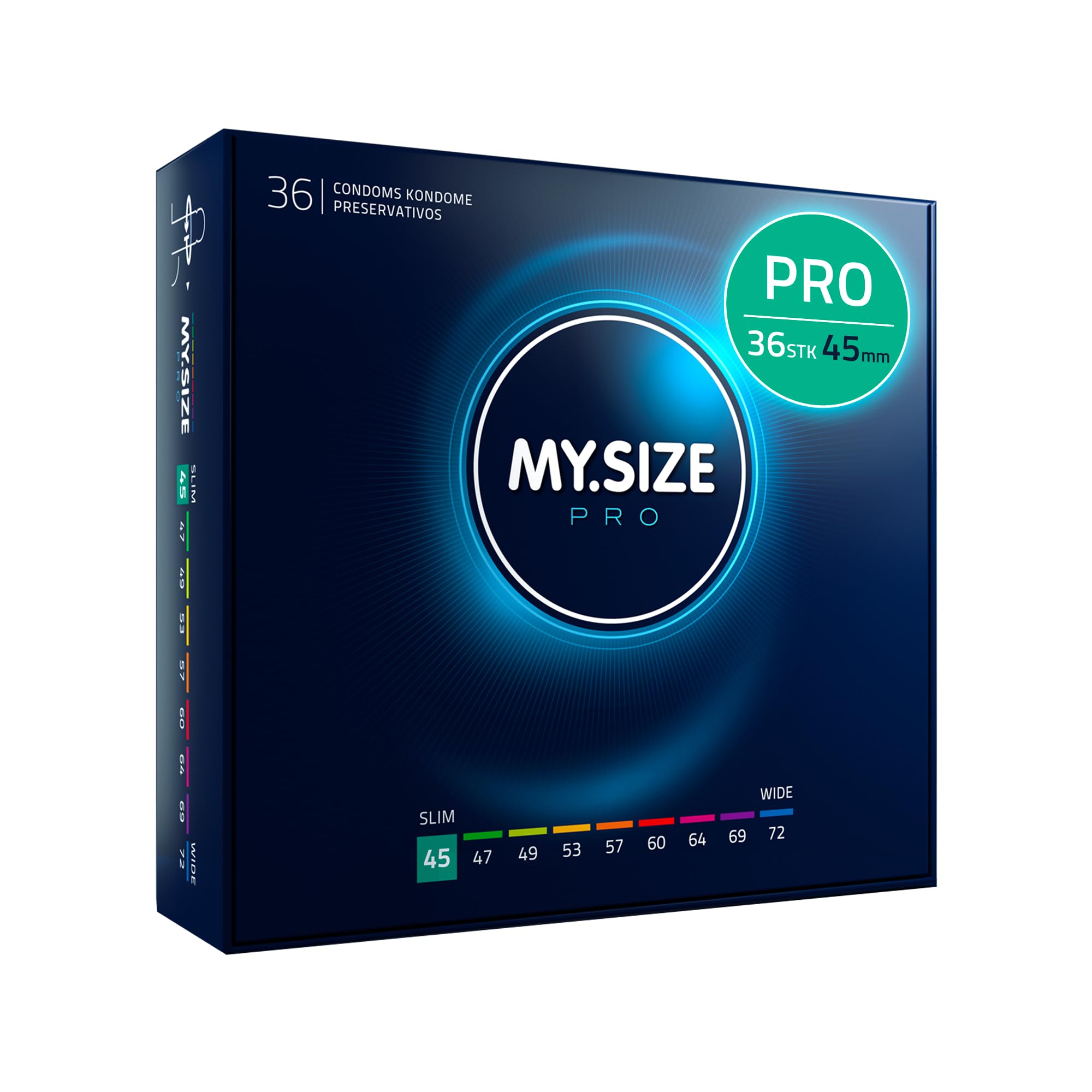 MY.SIZE PRO ELITE Kondome, Größe 0, 45 mm, 36 Stück – Extra reines Vytex-Latex, leicht zu öffnen
