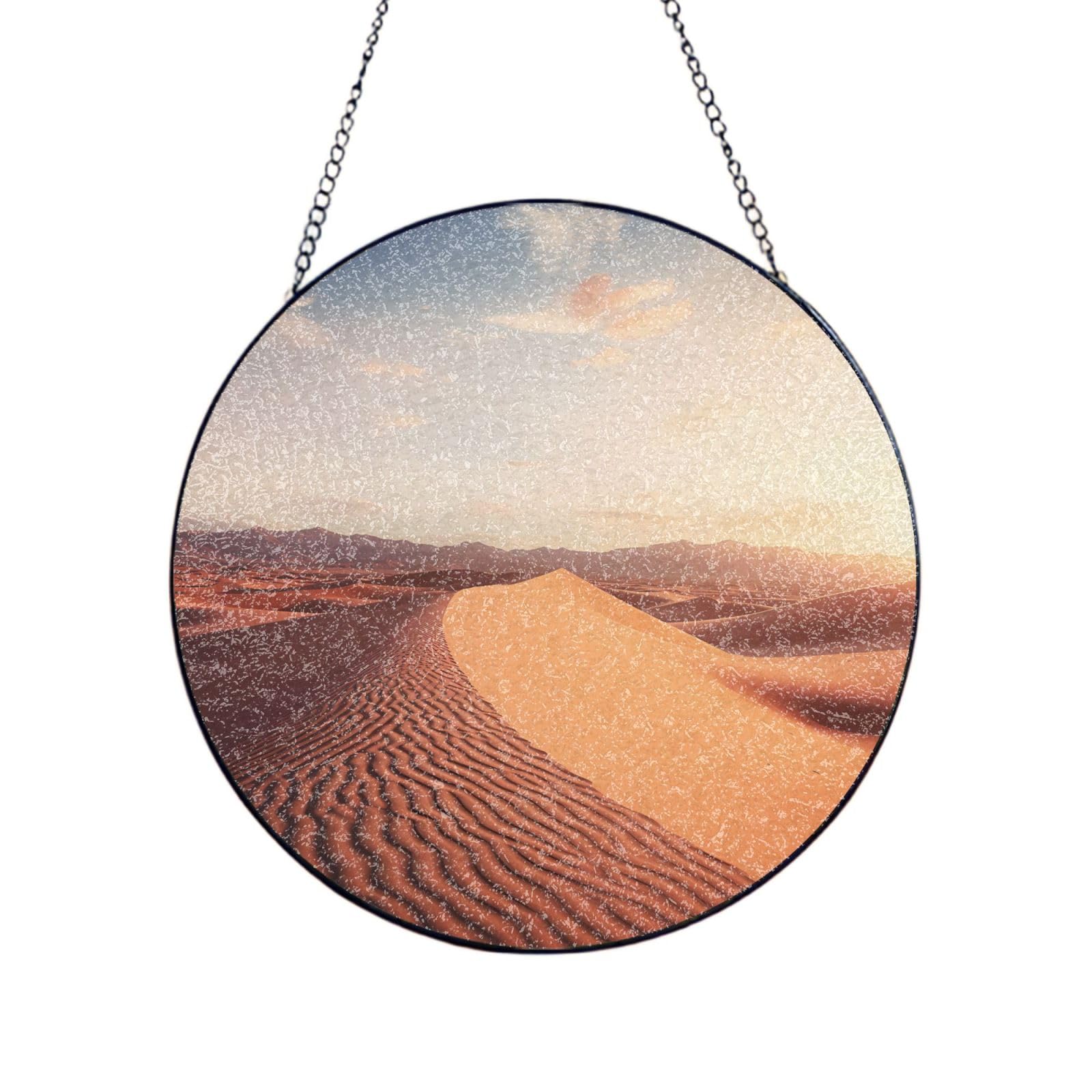 Phayah Deserts Print Stained Glass Window Hanging Sun Catchers Decoration Mother'S Day Birthday Gifts For Home Garden Porch 4in（10cm）