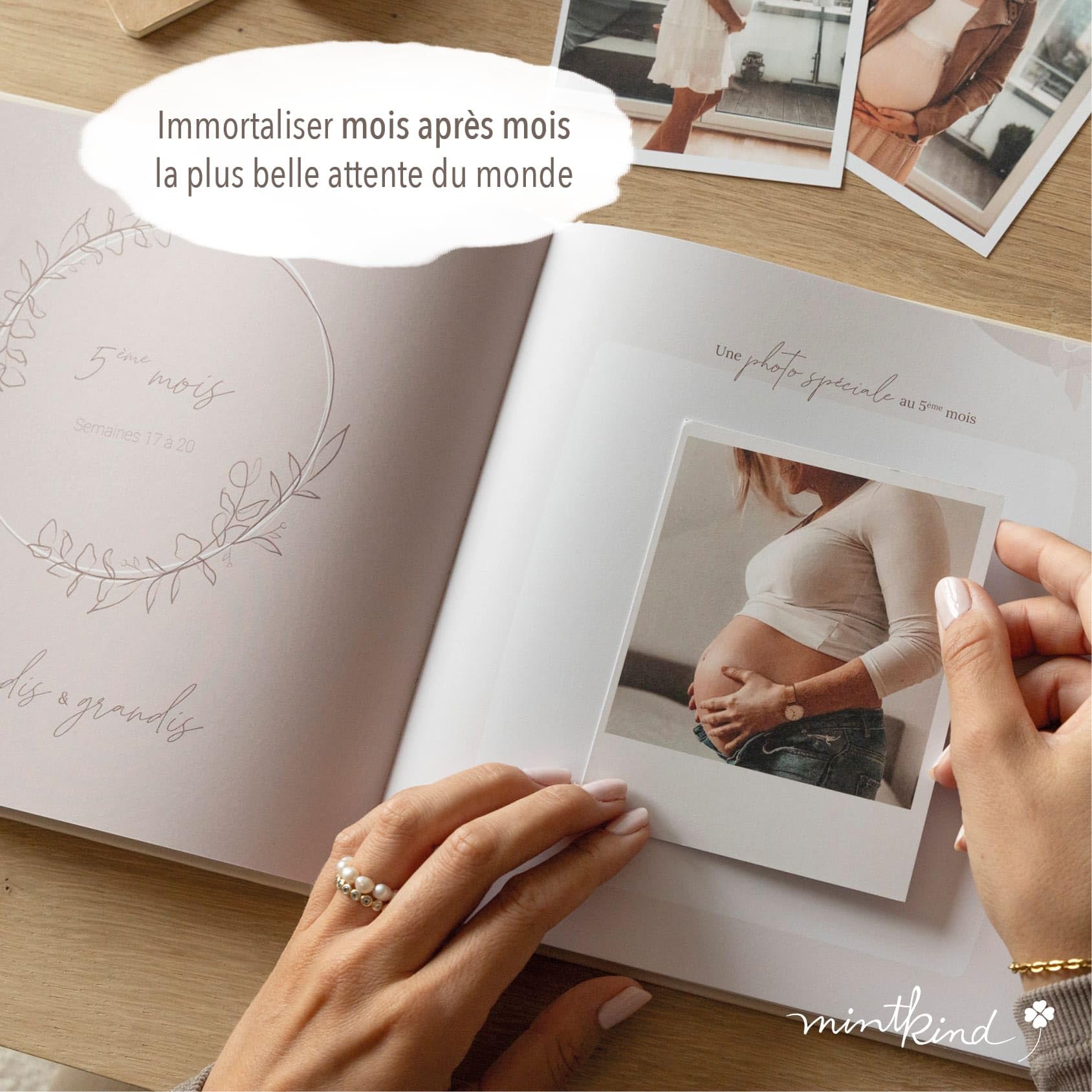 Mintkind® Journal de Grossesse – Journal à Remplir avec Couverture Rigide | Cadeau pour femmes enceintes et Futures Mamans | Album Photo Souvenir de Grossesse & Bébé